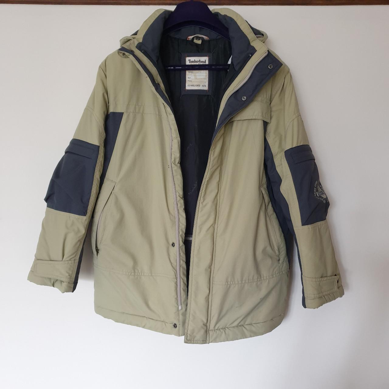 Timberland Jacket Coat Beige And Blue. Detachable... - Depop