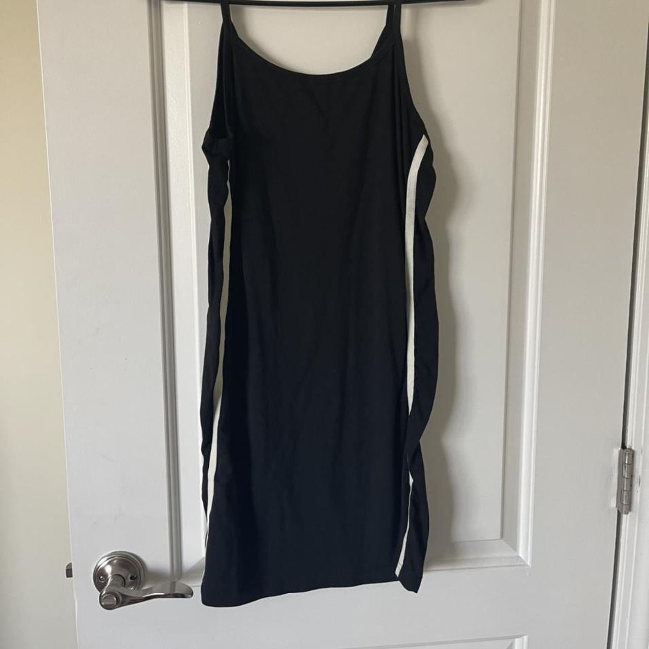 Black Shein Mini Dress with Side White Stripe FREE... - Depop