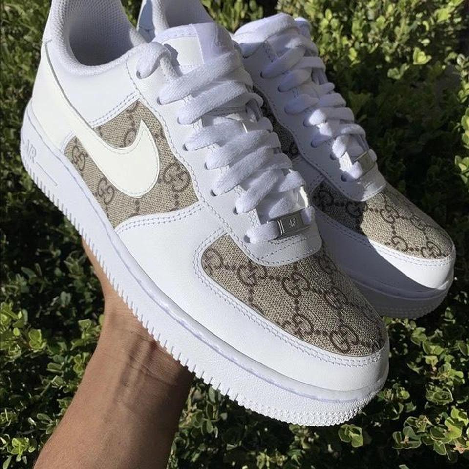 Custom Classic Gucci Nike Air Force 1s. All handmade - Depop