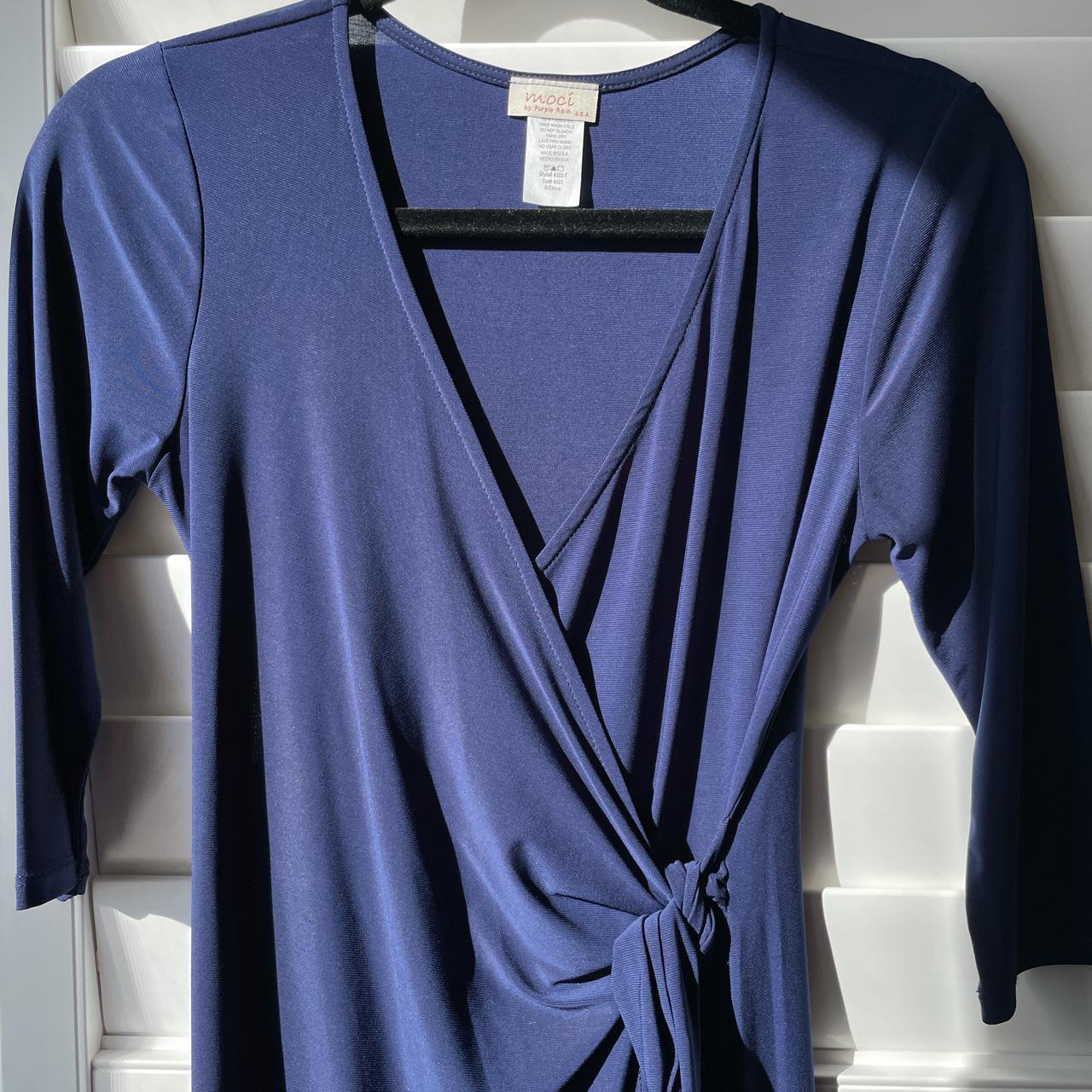 Product Image 4 - Navy/Dark blue mini wrap dress.