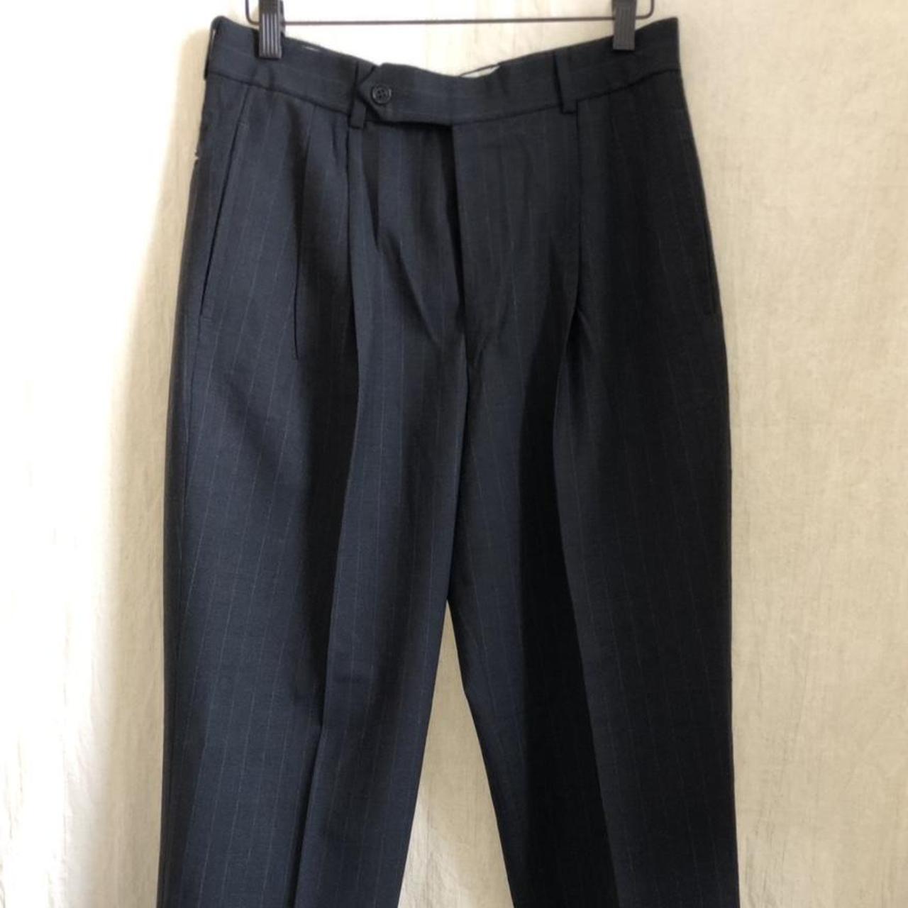 Brooks Brothers charcoal gray pleated pinstripe... - Depop