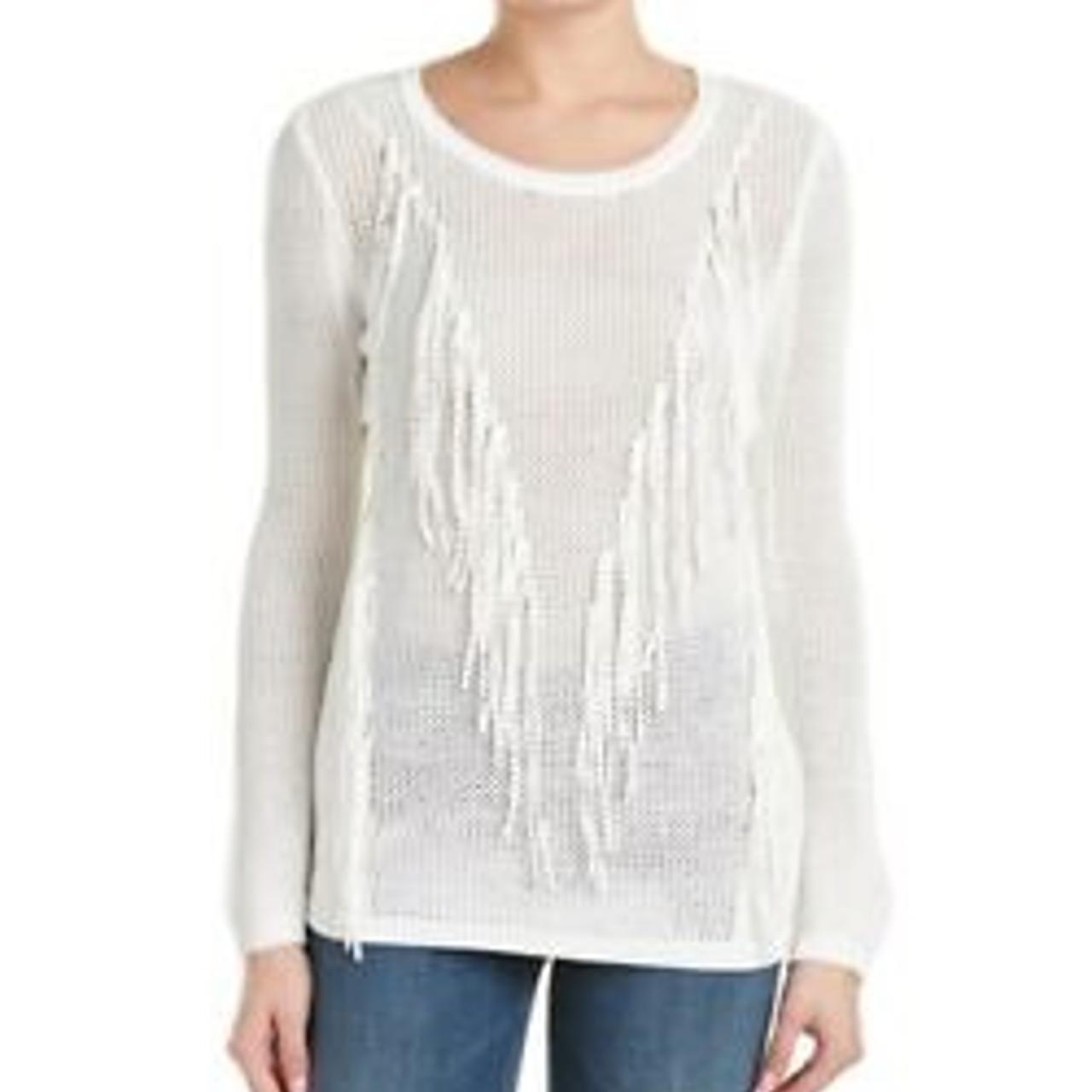 Sandro tassel jumper top. Cream fringed top with... Depop