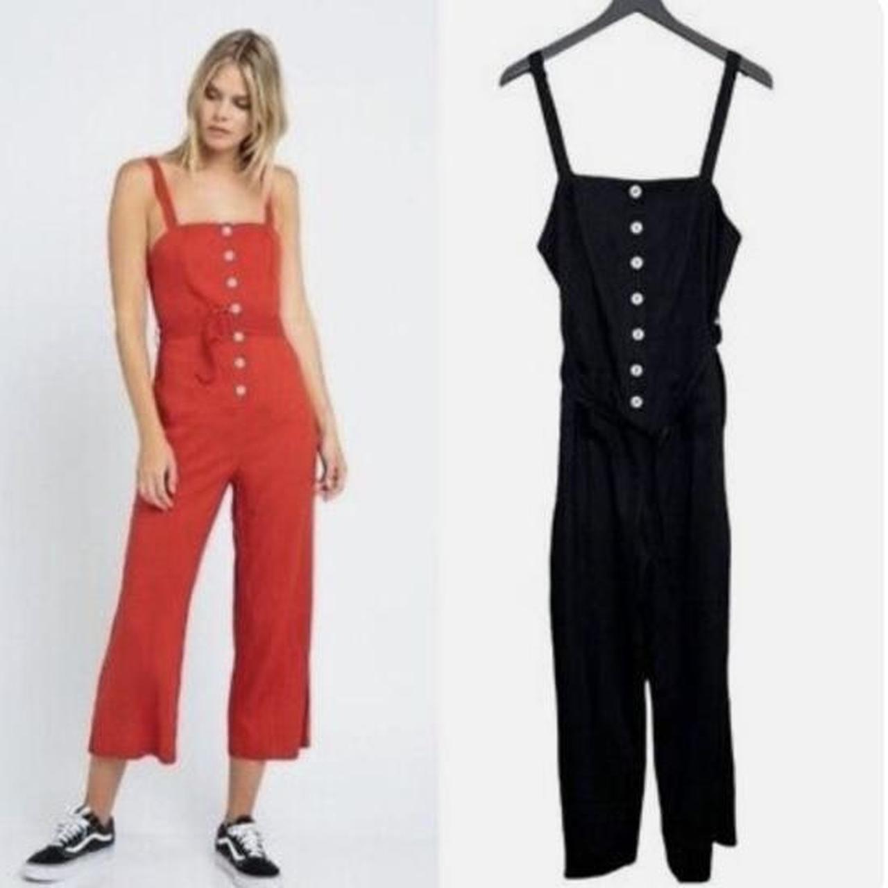 Skylar Madison linen button up cuffed jumpsuit in