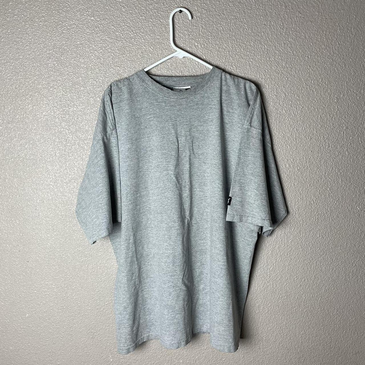 Vintage Puma plain gray oversized t-shirt... - Depop