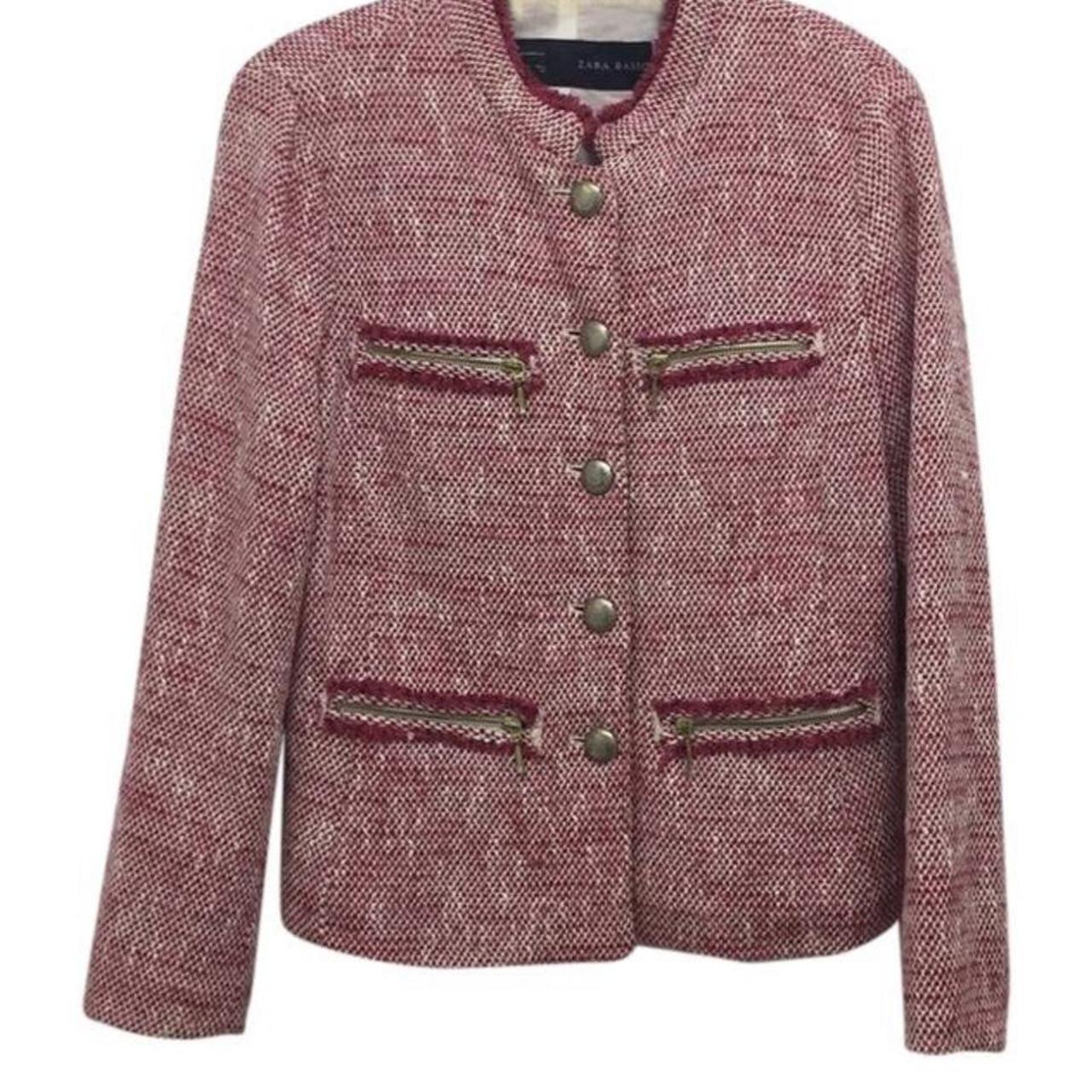 Pink tweed blazer zara online