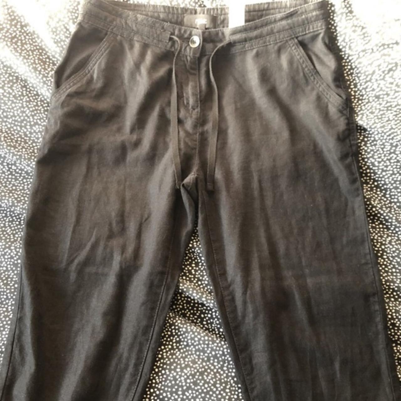 black linen trousers, size 10. Good condition. Would... - Depop