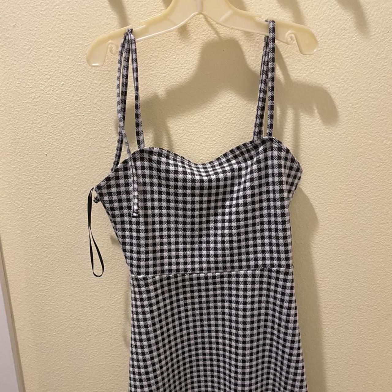 black and white checkered dress - Depop