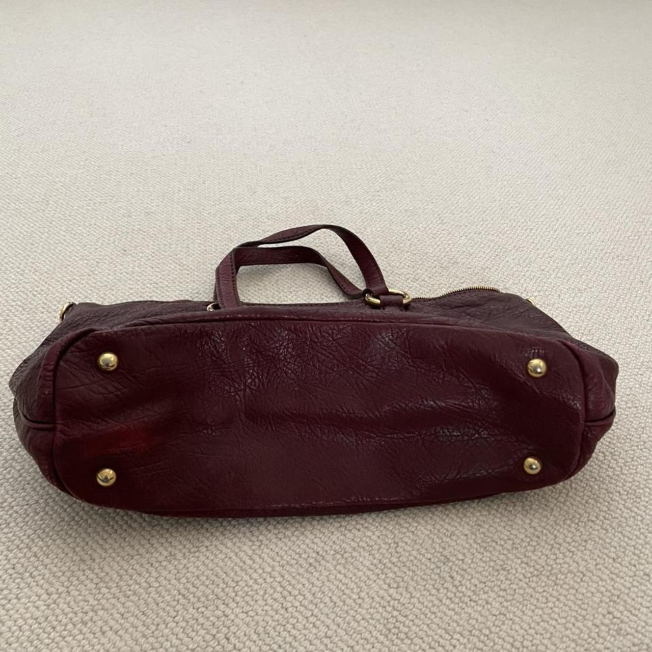 MIU MIU burgundy leather bag. Worn but excellent... - Depop