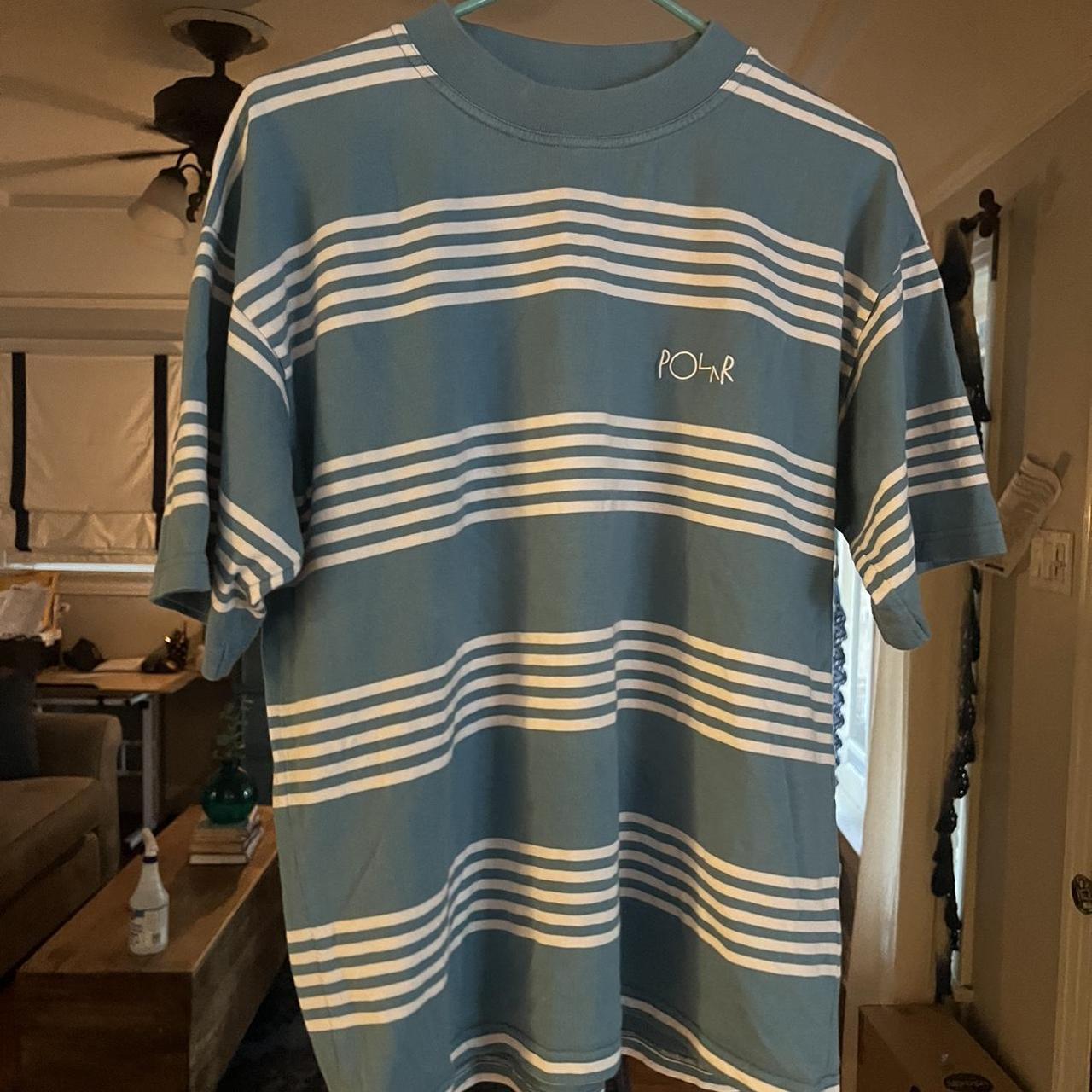 Polar Skate co blue and white striped shirt. Size - Depop