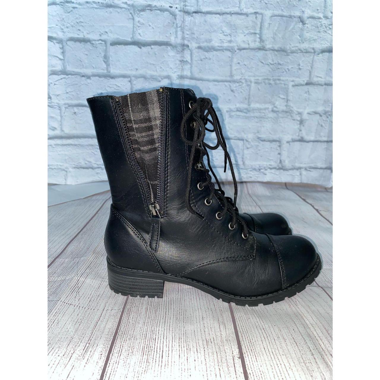Unr8ted combat boots w/side zipper for easy on and... Depop