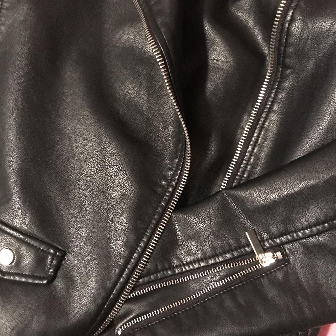 Faux long Leather Jacket from Forever 21 NEVER WORN.... - Depop