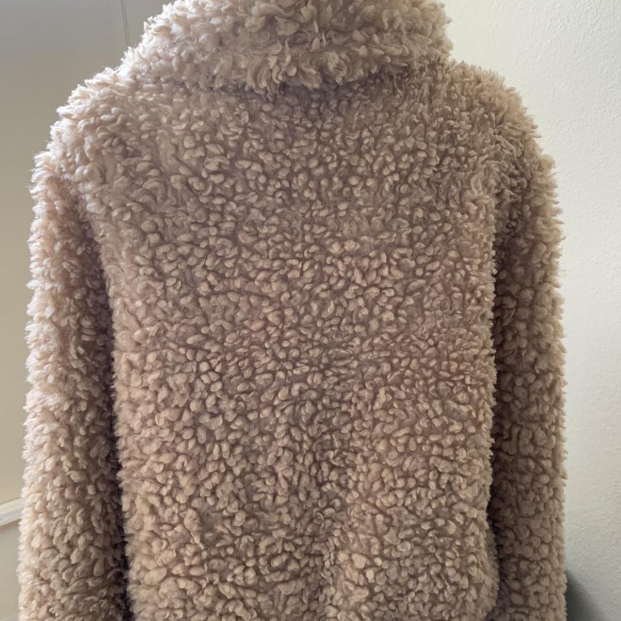 Comfy Beige Teddy Coat Size small comfy Teddy... - Depop