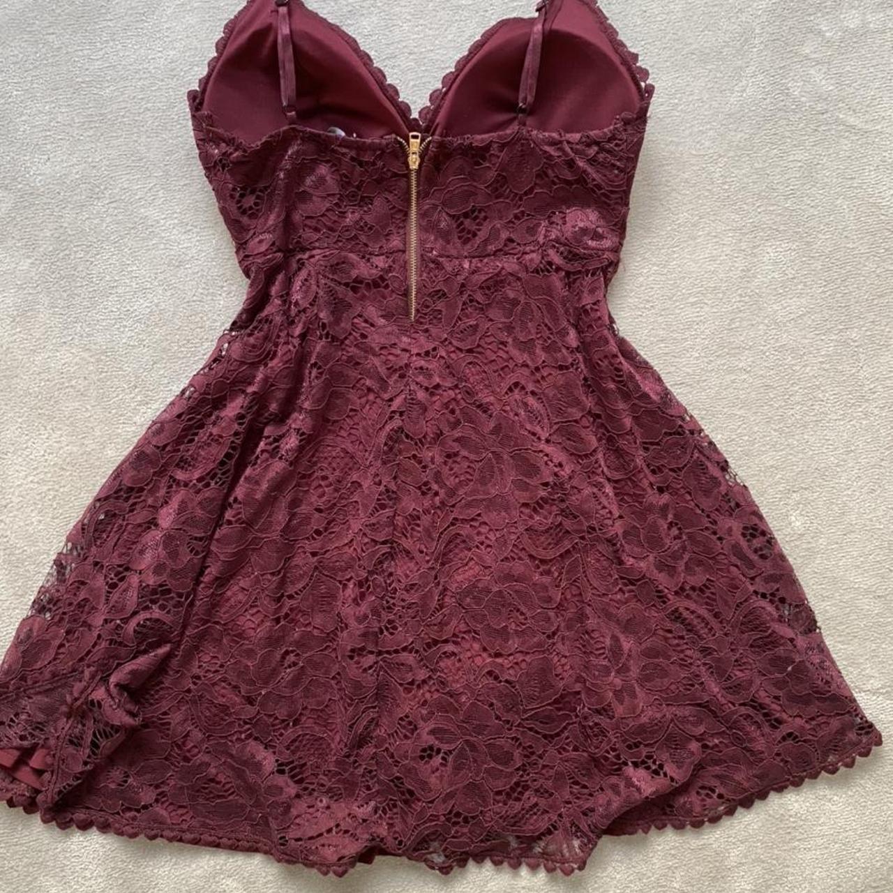 Burgundy Flowey Dress With Lace On Top Built In Depop