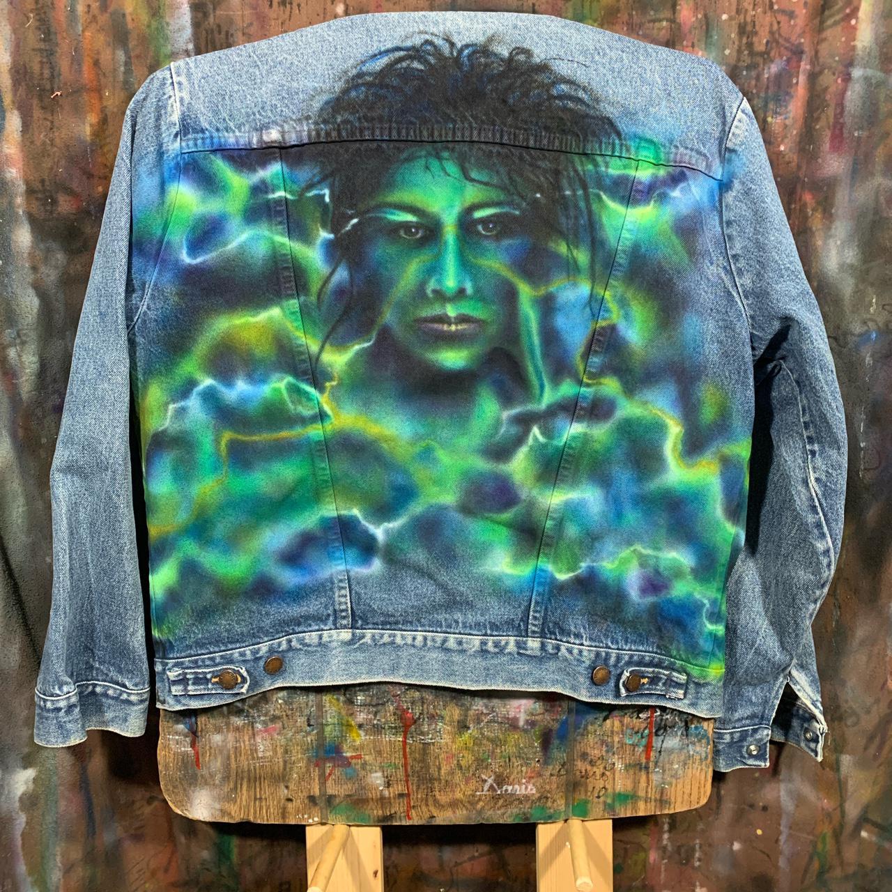 LX denim jacket. Original art. Airbrushed. Reused... - Depop