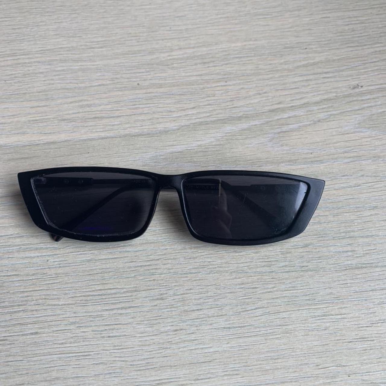Black y2k style sunglasses thin frame great for... - Depop