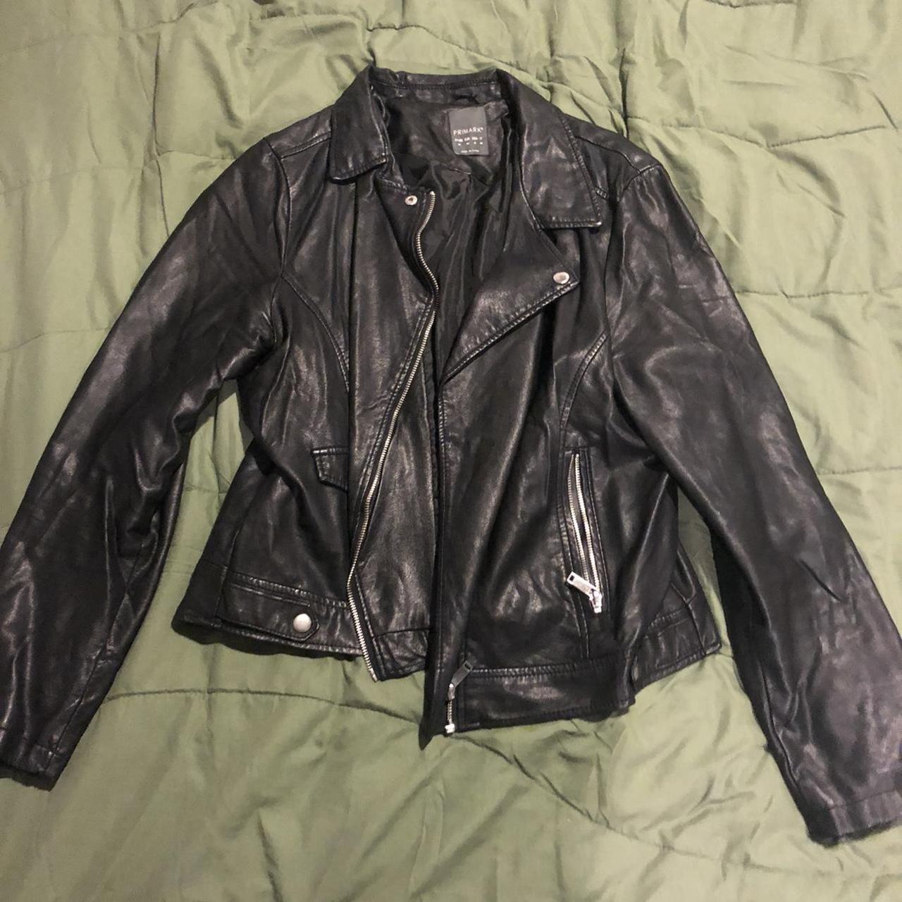 Black Leather Jacket Brand Primark Size US 12 - Depop