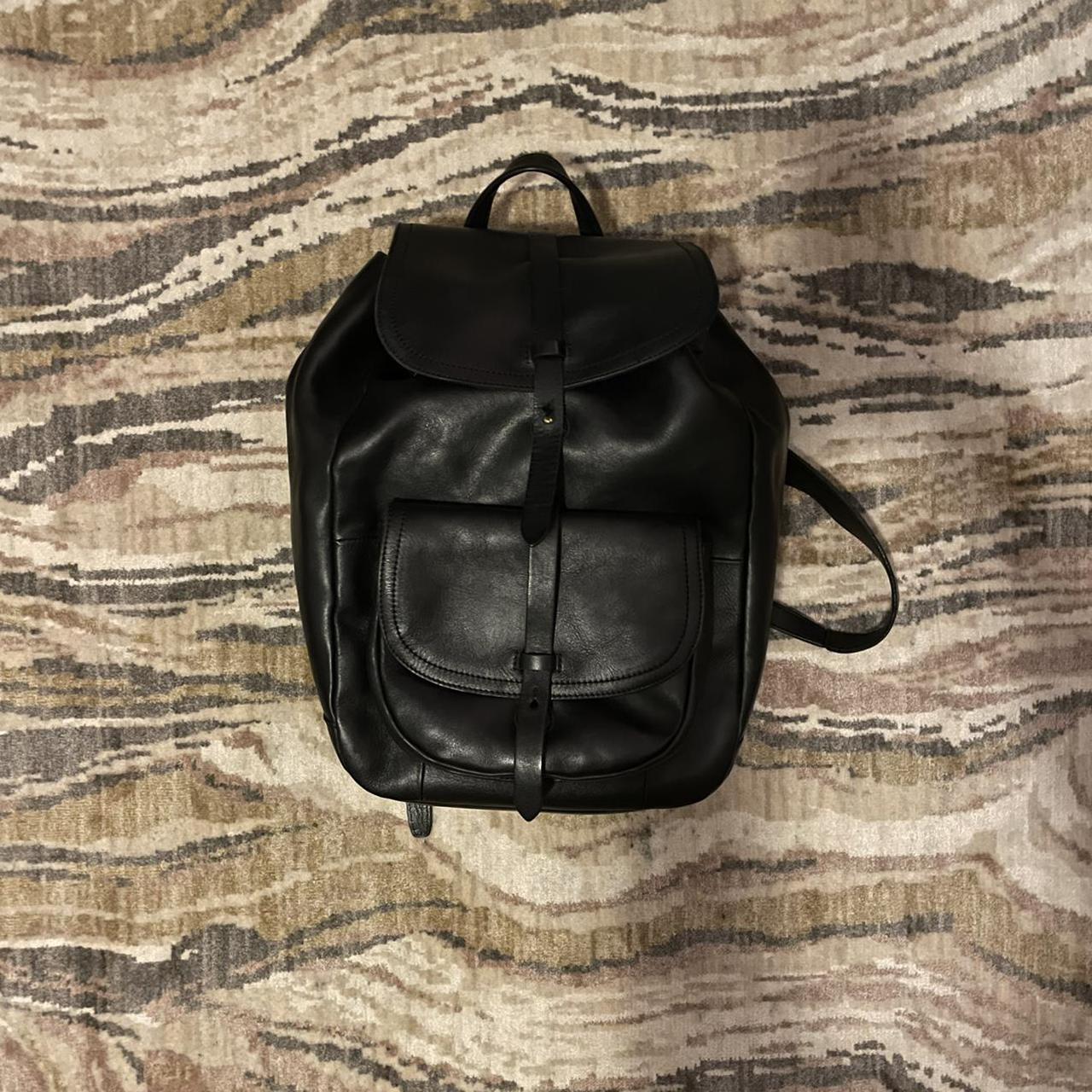 amazing black vegan leather backpack from madewell!... - Depop