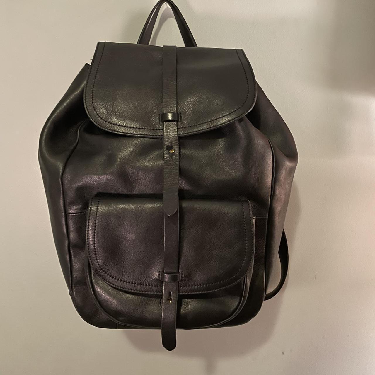 amazing black vegan leather backpack from madewell!... - Depop