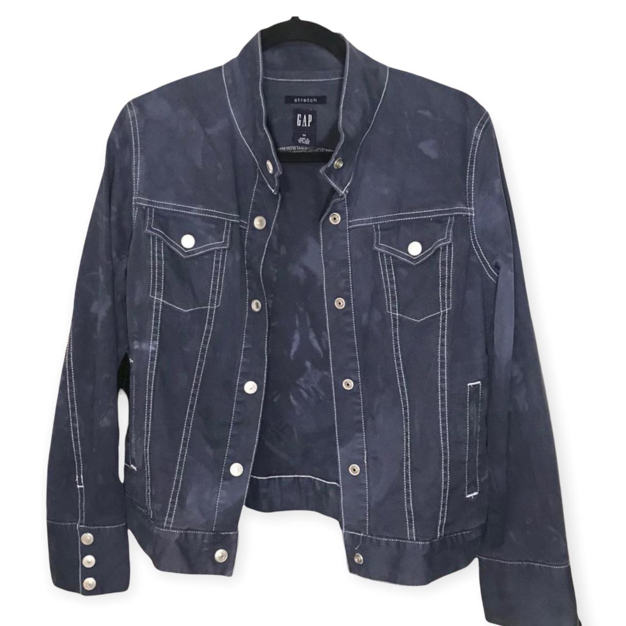 gap collarless denim jacket