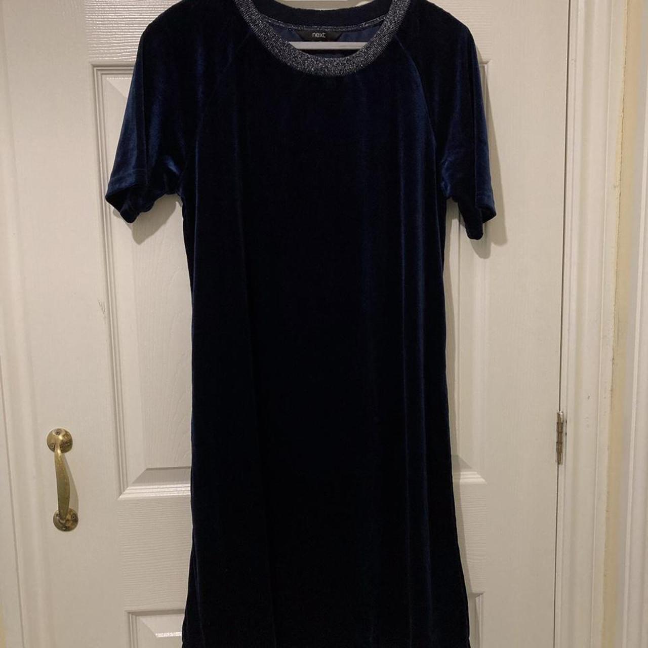 Next ladies velvet dress, midnight blue, silver... - Depop