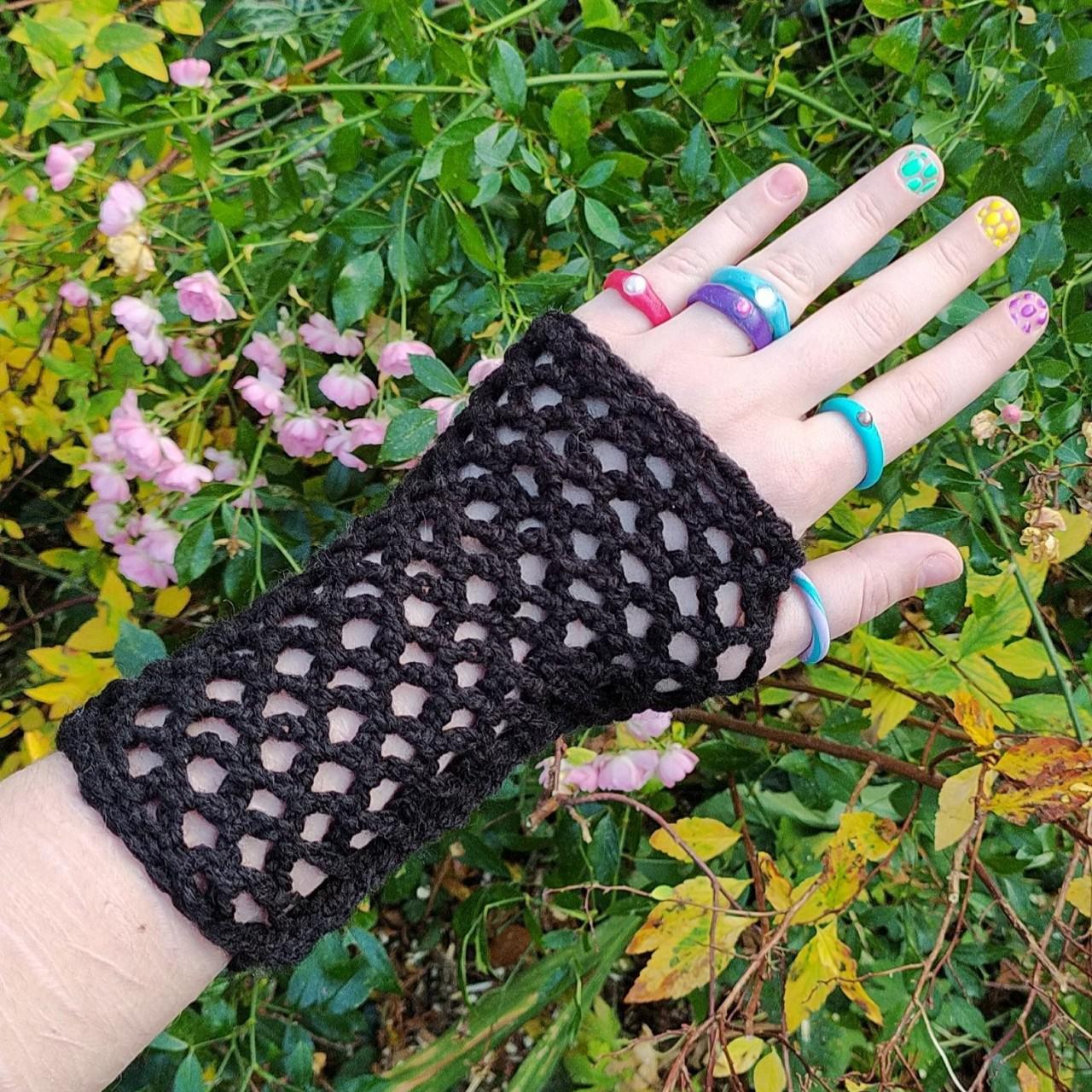 black fingerless gloves🍄🕷 100... Depop