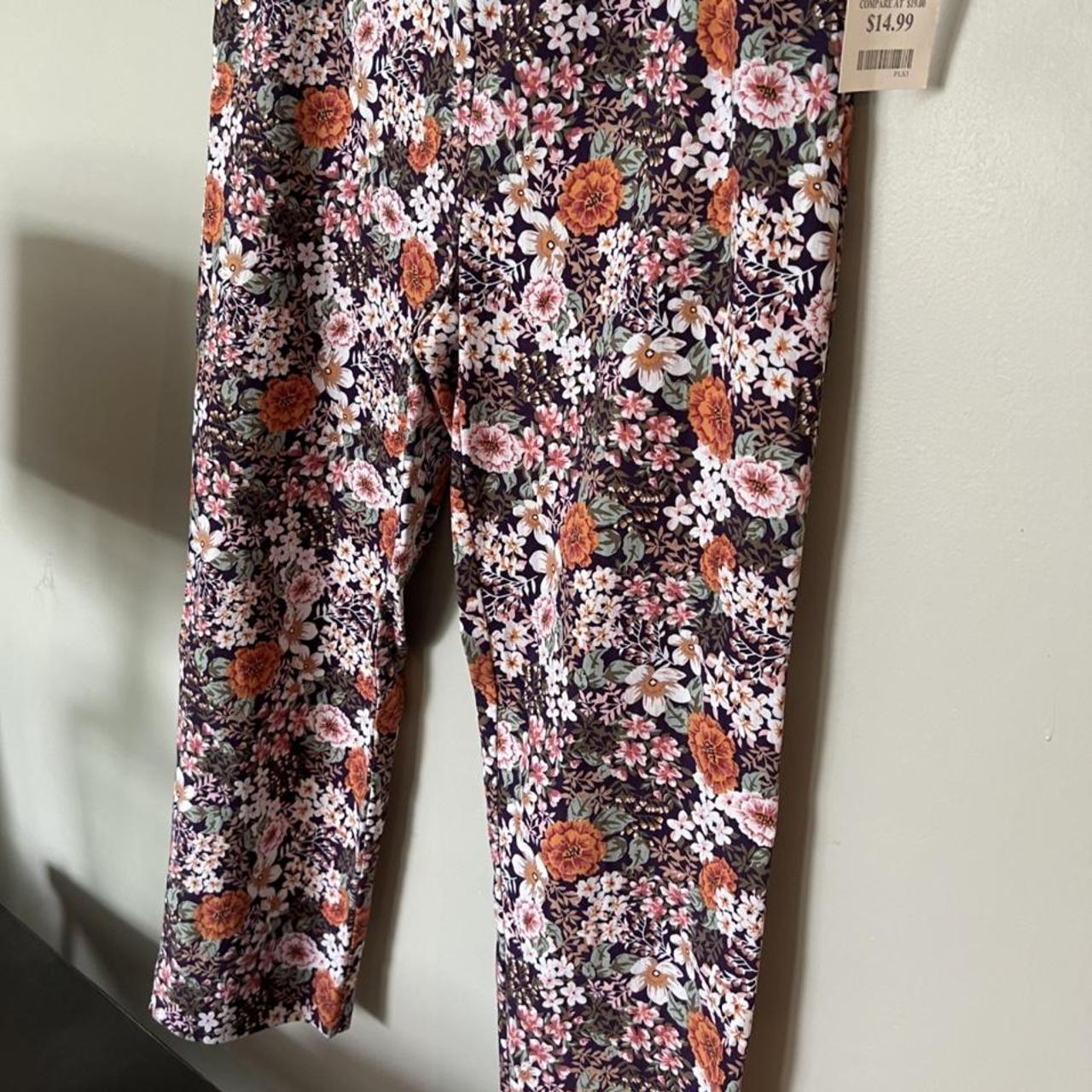 Stretchy floral work pants from TJ Maxx. Size XL - Depop