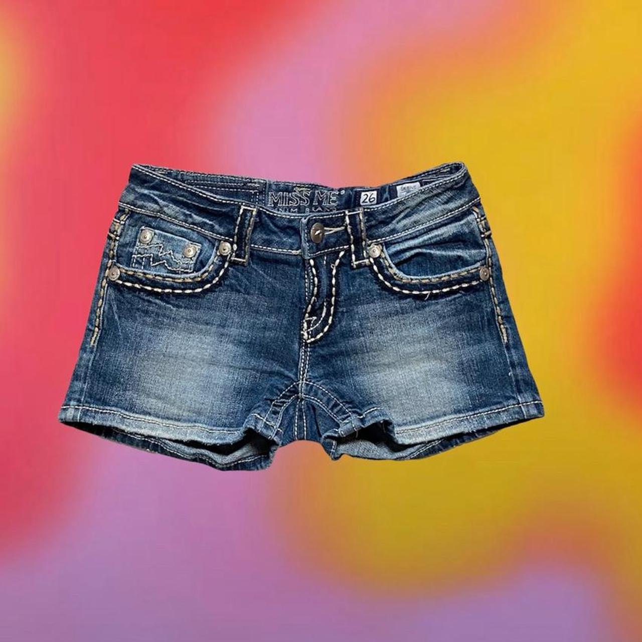 the cutest y2k brown stitched miss me shorts... - Depop