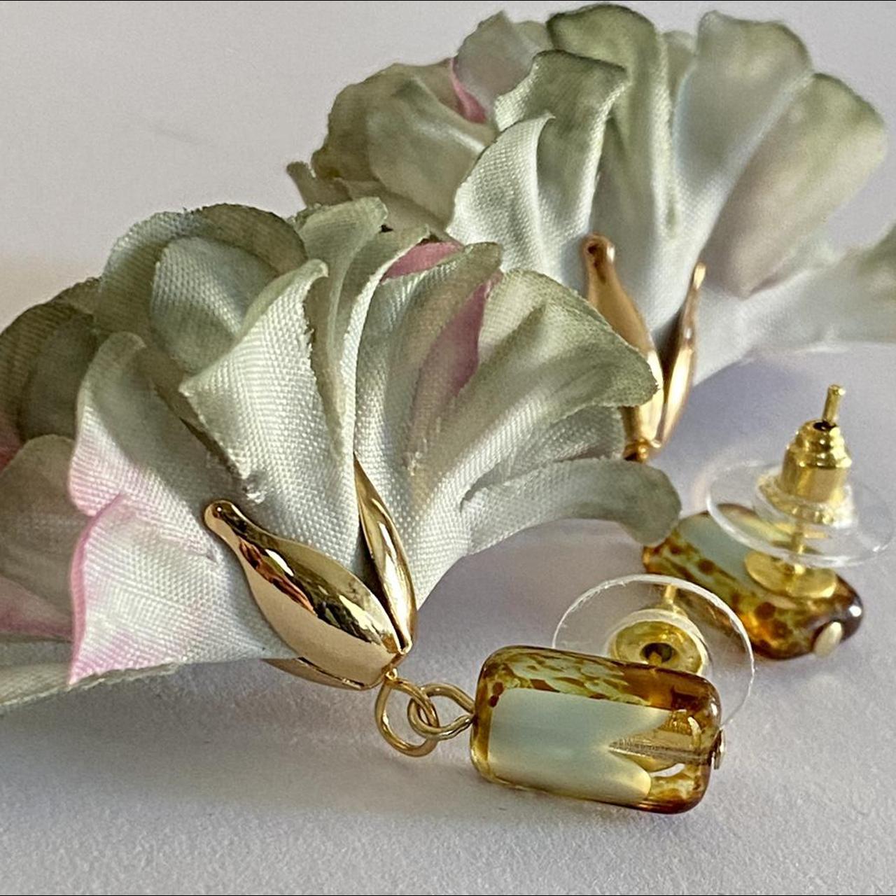 Handmade glass beads flower dangle... Depop