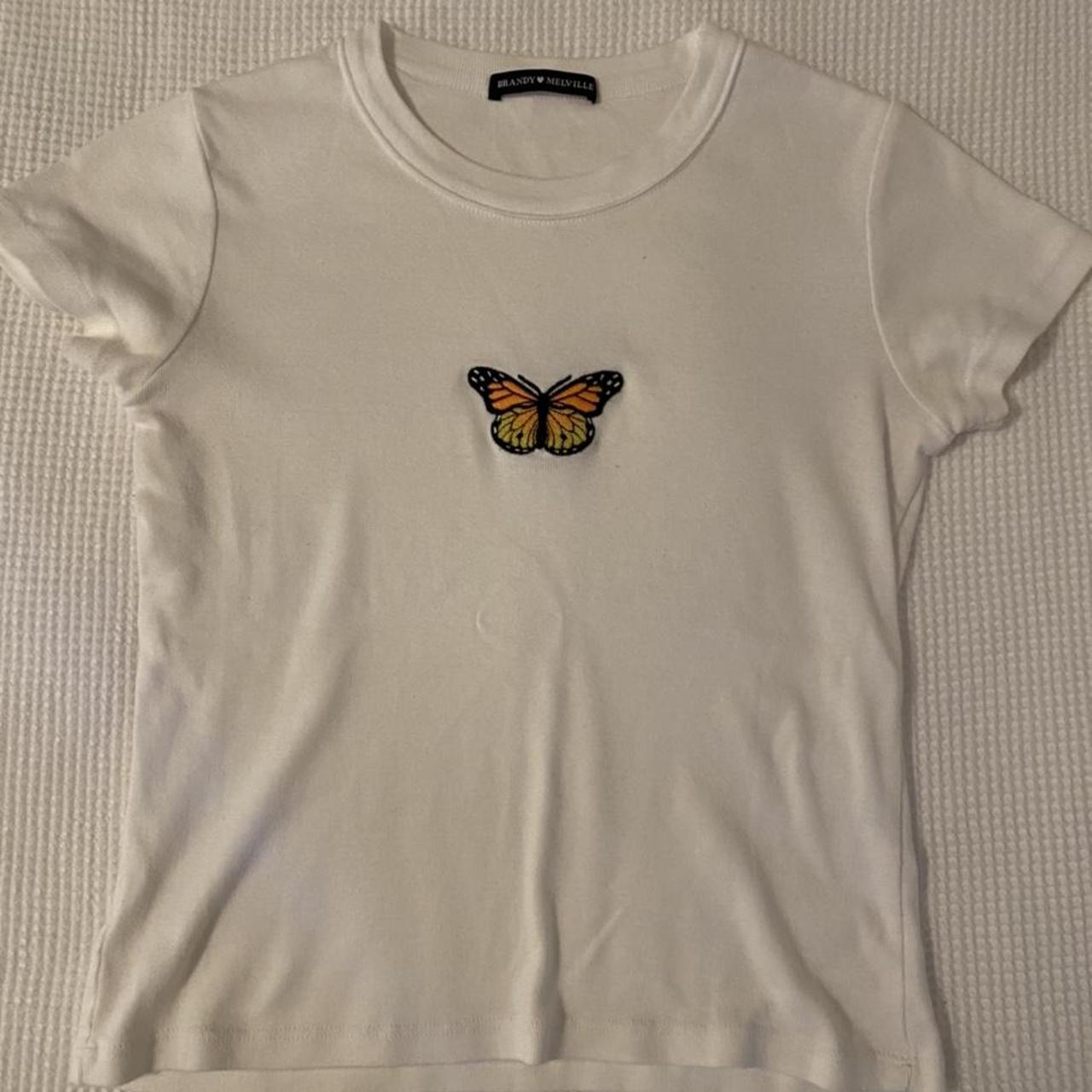 brandy melville y2k butterfly baby tee - free... - Depop