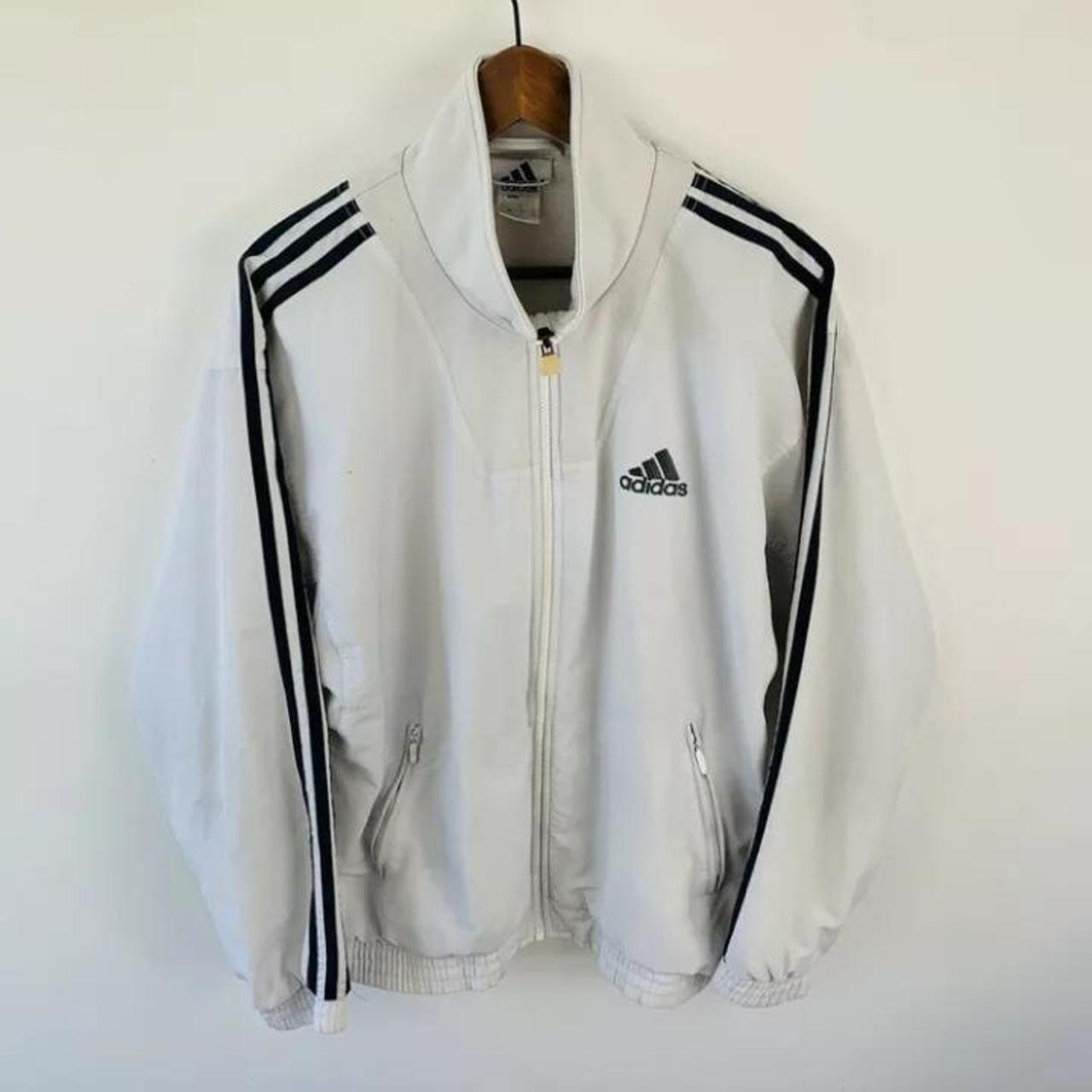 Vintage Y2K Adidas white full zip track top mens... - Depop