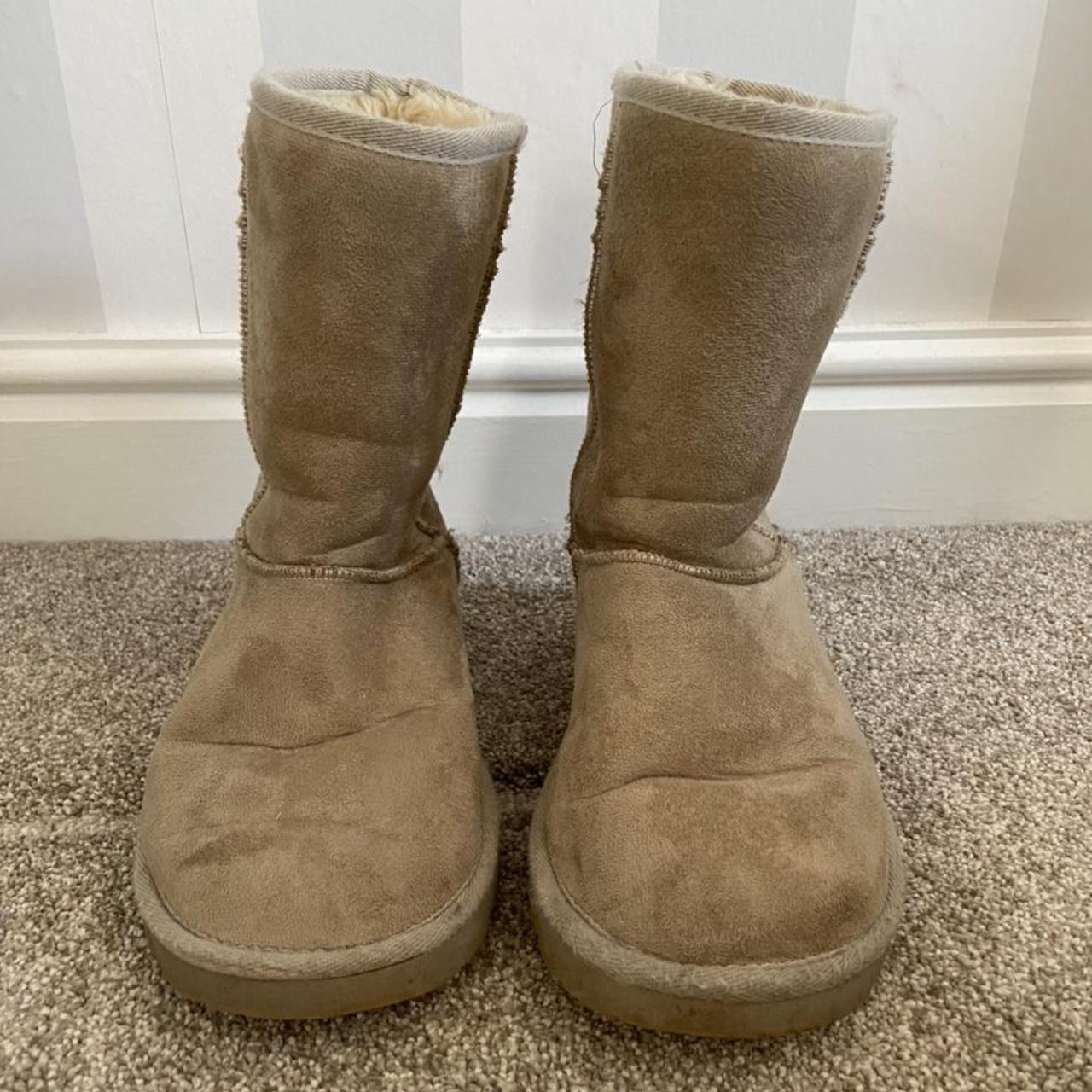 Camel full length UGG boots, fur lined. Women, size... Depop