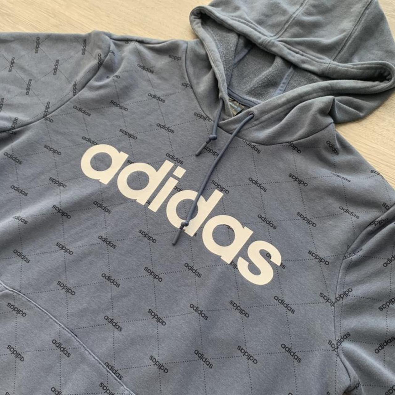 Adidas Men's Blue and White Hoodie (2)