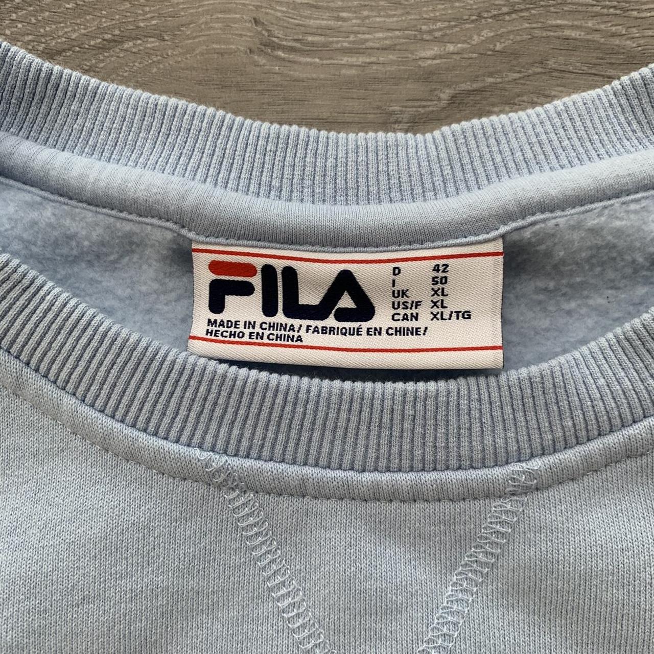 FILA Embroidered Logo Spell Out Pullover Sweater... - Depop