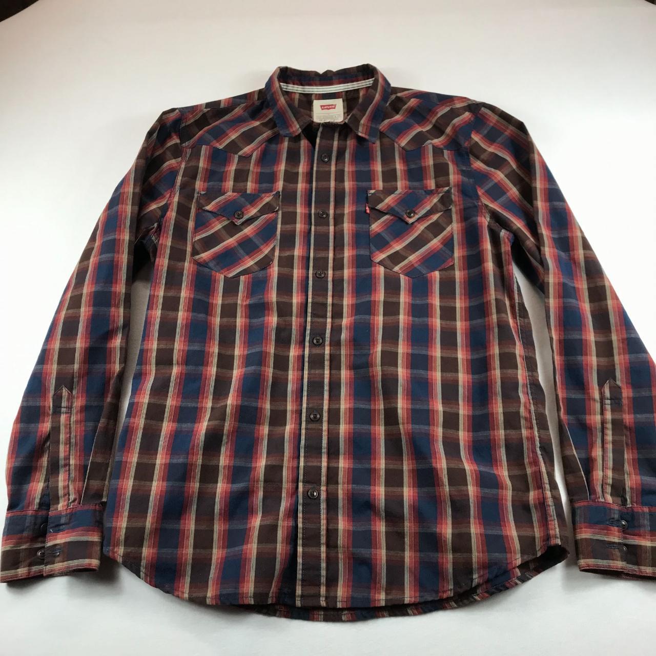 Levi's Mens Button Front Shirt Size L Plaid... - Depop