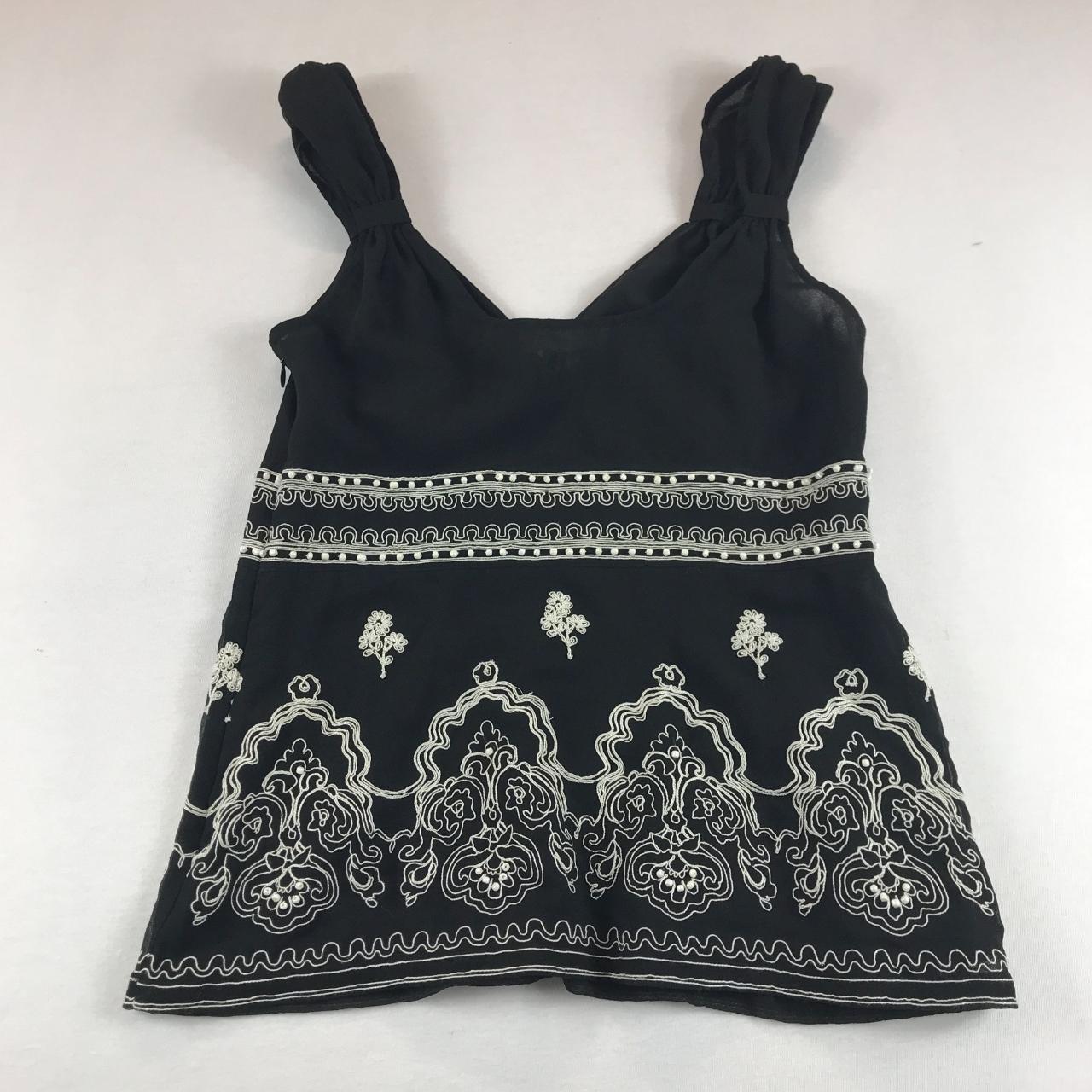 White House Black Market Top Size S Silk Embroidered... - Depop