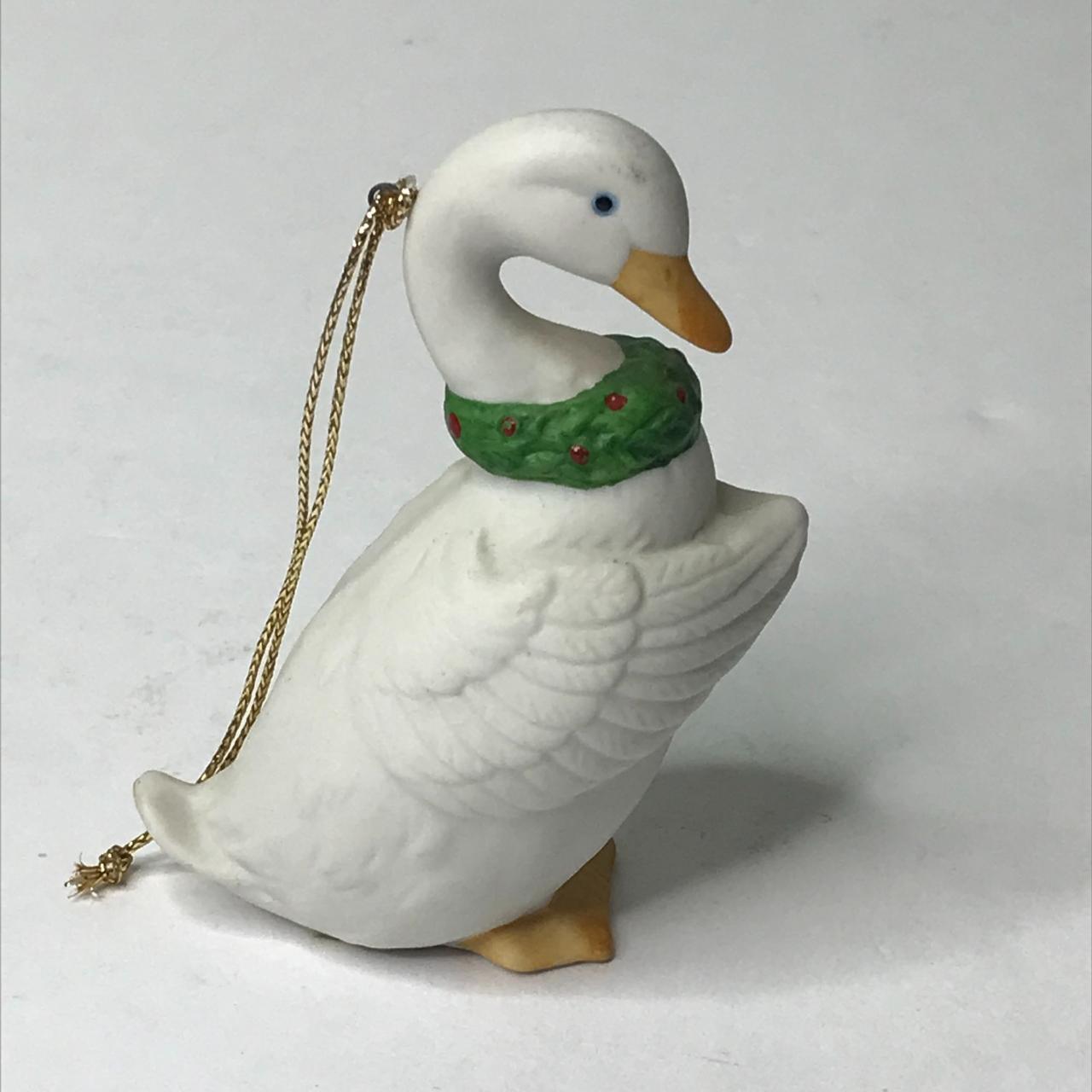 Homco 5255 Ceramic Goose Christmas Ornament 3.5