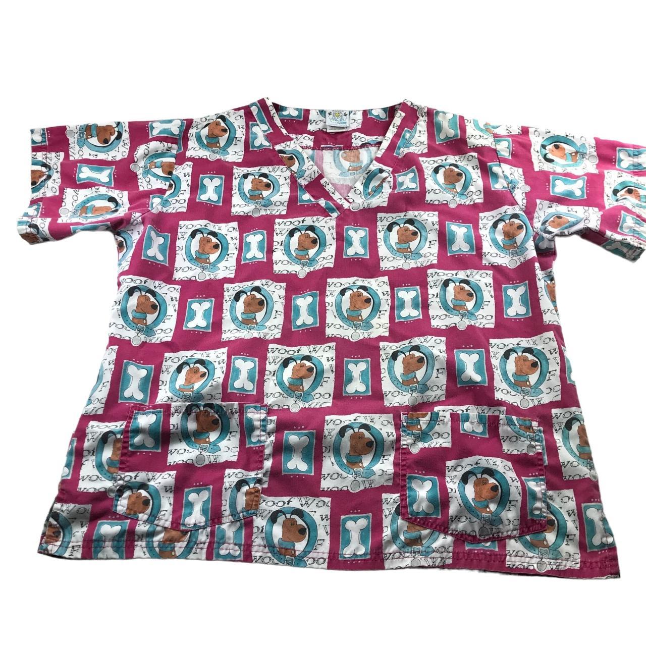 Happy Scrubs By UA Scrub Top Size L Dogs Bones... Depop