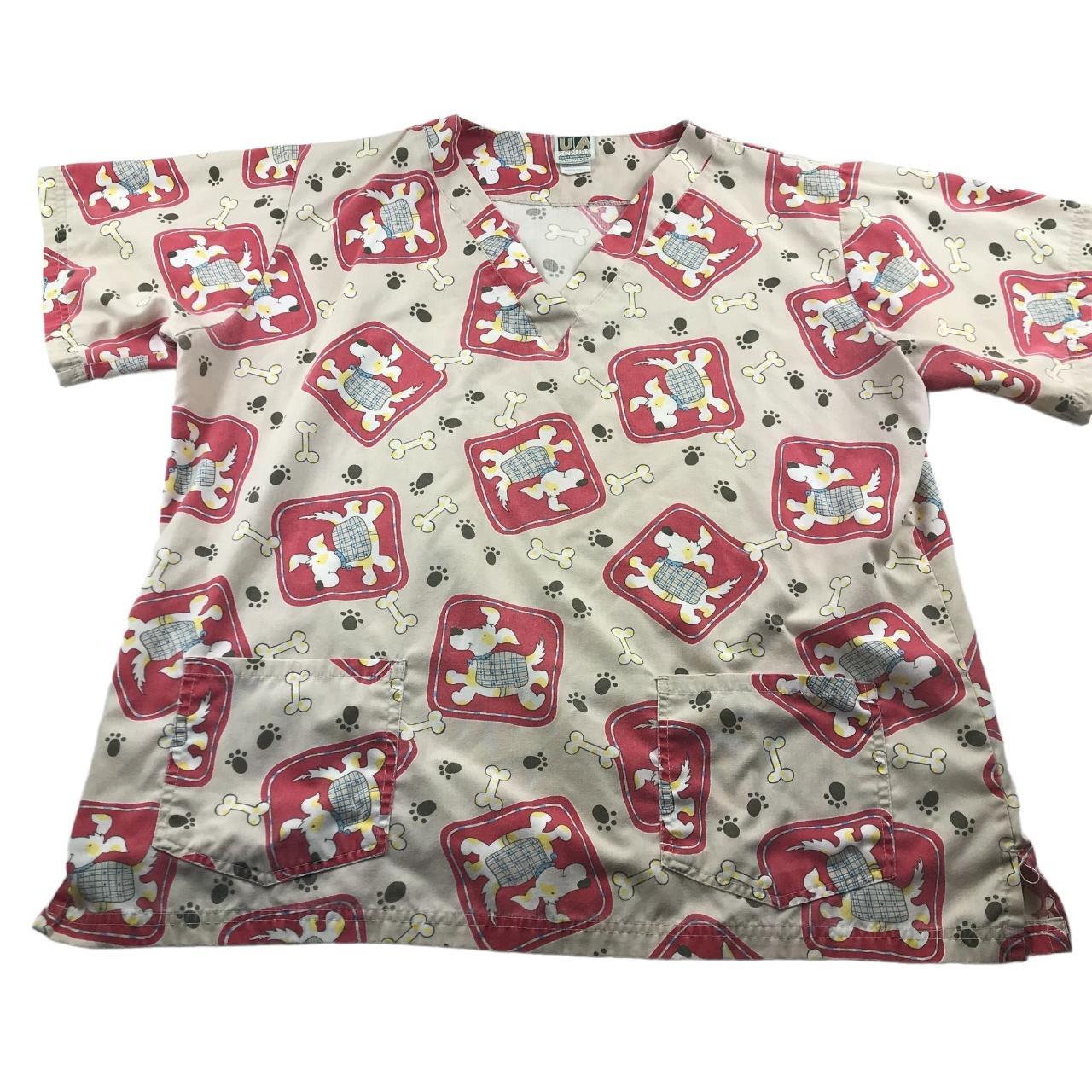 UA Uniform Advantage Scrubs Top Size L Dog Bone Paw... Depop