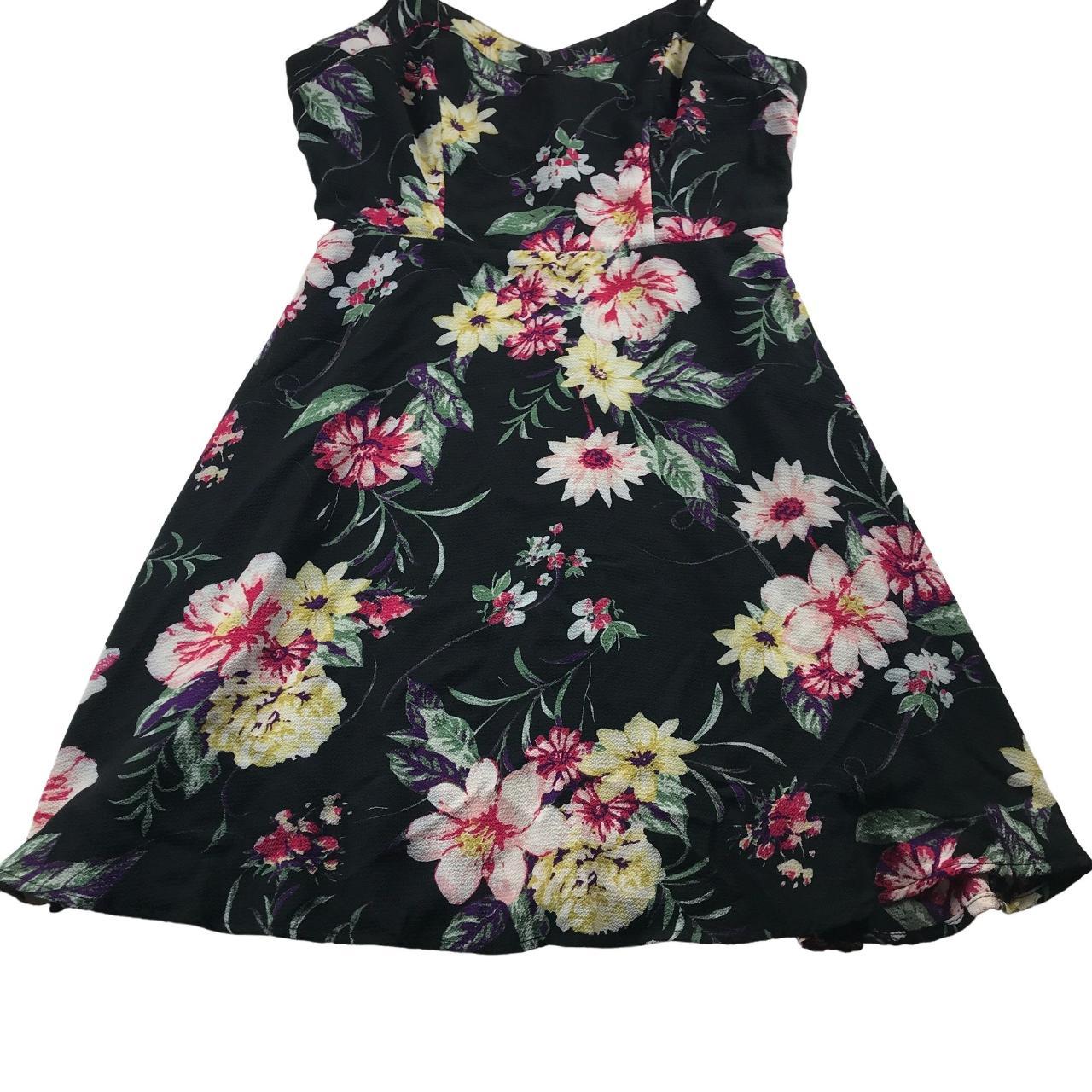 Entro Fit & Flare Mini Dress Size M Floral Zipper... - Depop