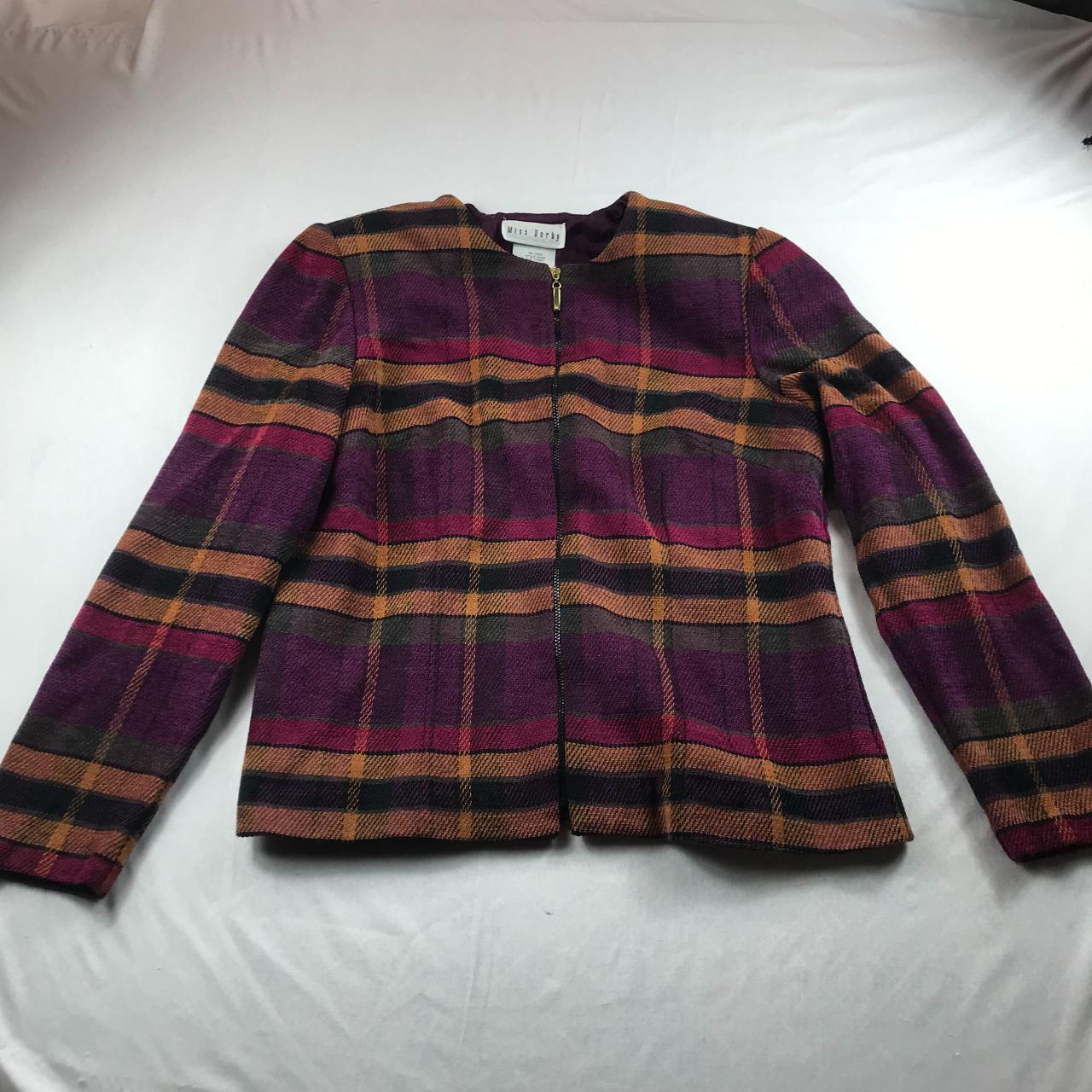 Vintage Miss Dorby Blazer Size 10 Plaid Full Zip... - Depop