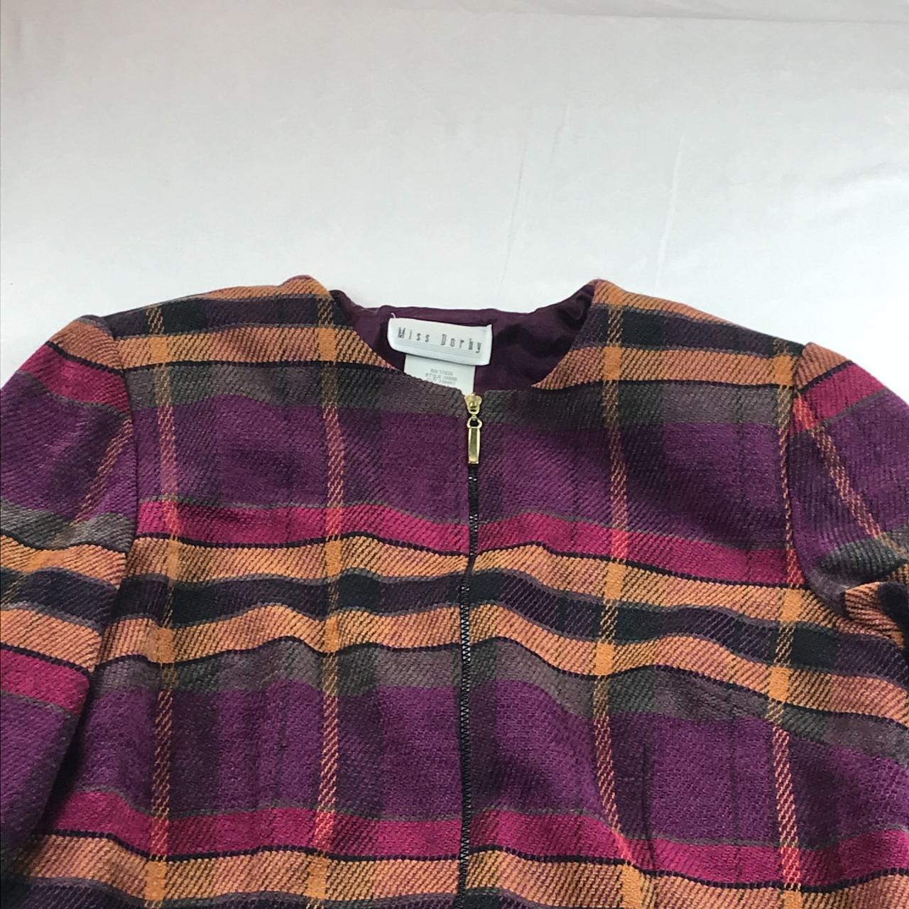 Vintage Miss Dorby Blazer Size 10 Plaid Full Zip... - Depop