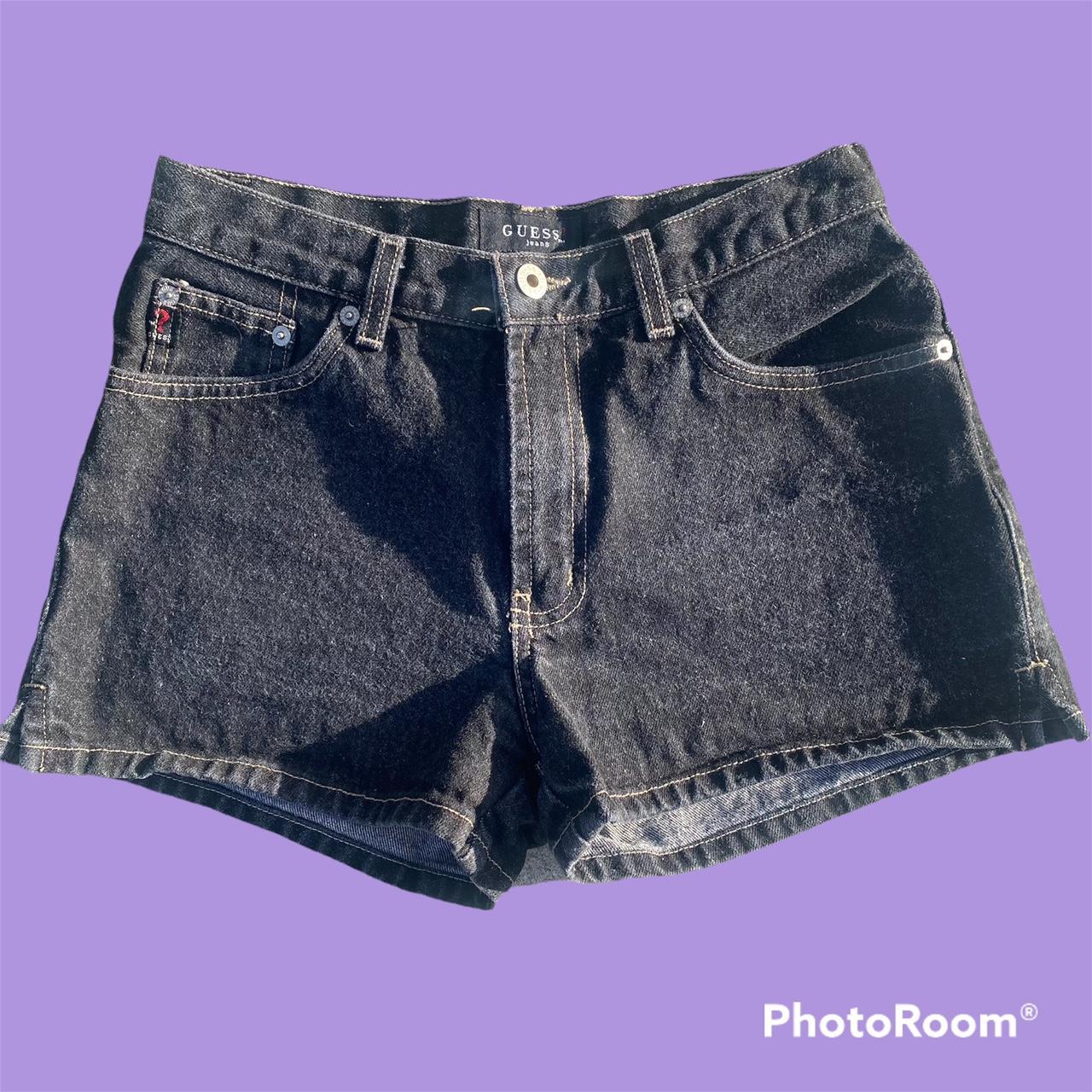 guess black denim shorts