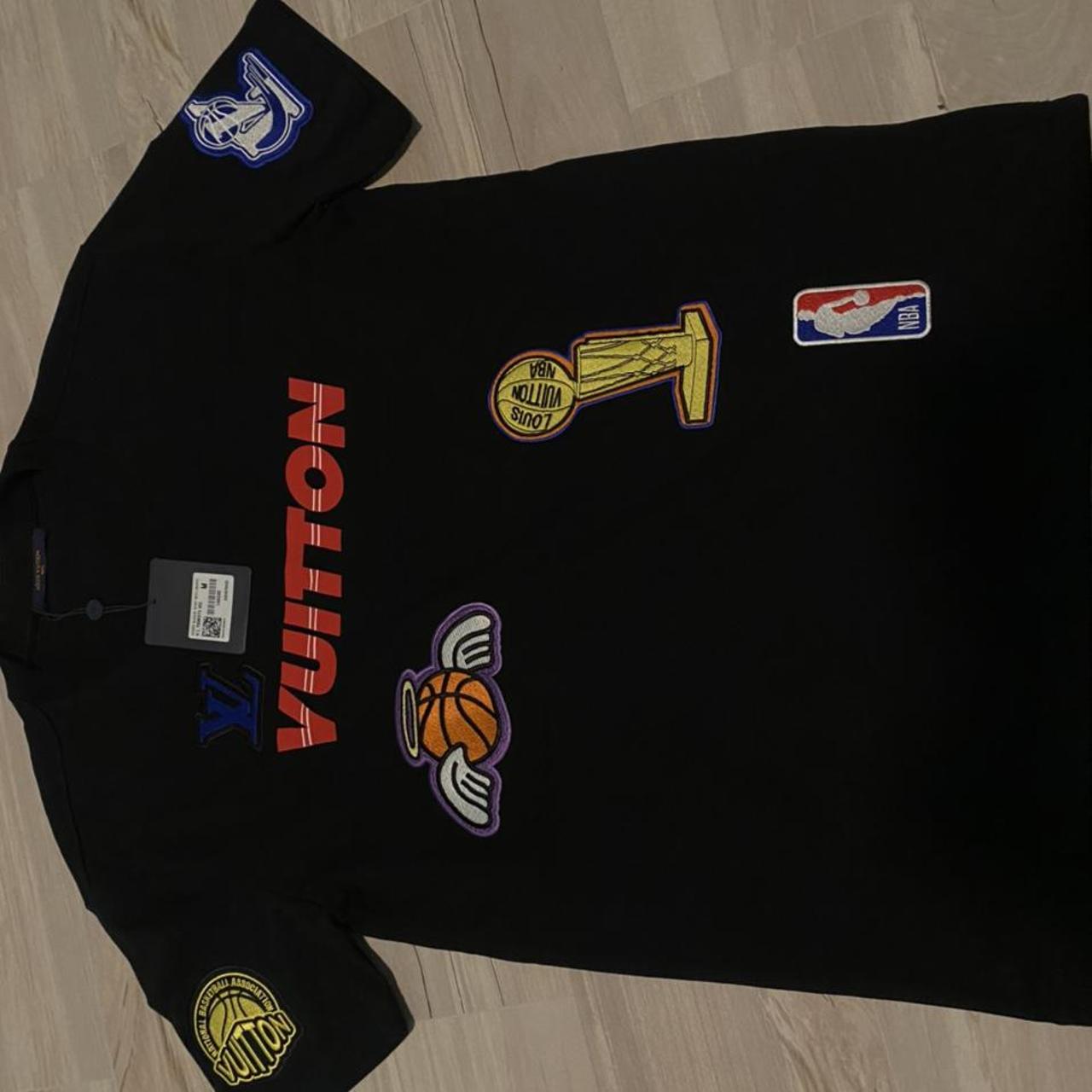 Louis Vuitton NBA Multiple Logo Patches T- Shirt Black Size XL