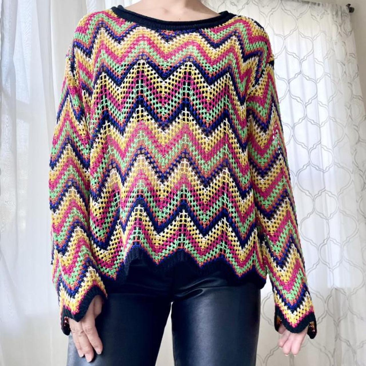 Bright zig zag crochet top. Too cute and bright,... - Depop