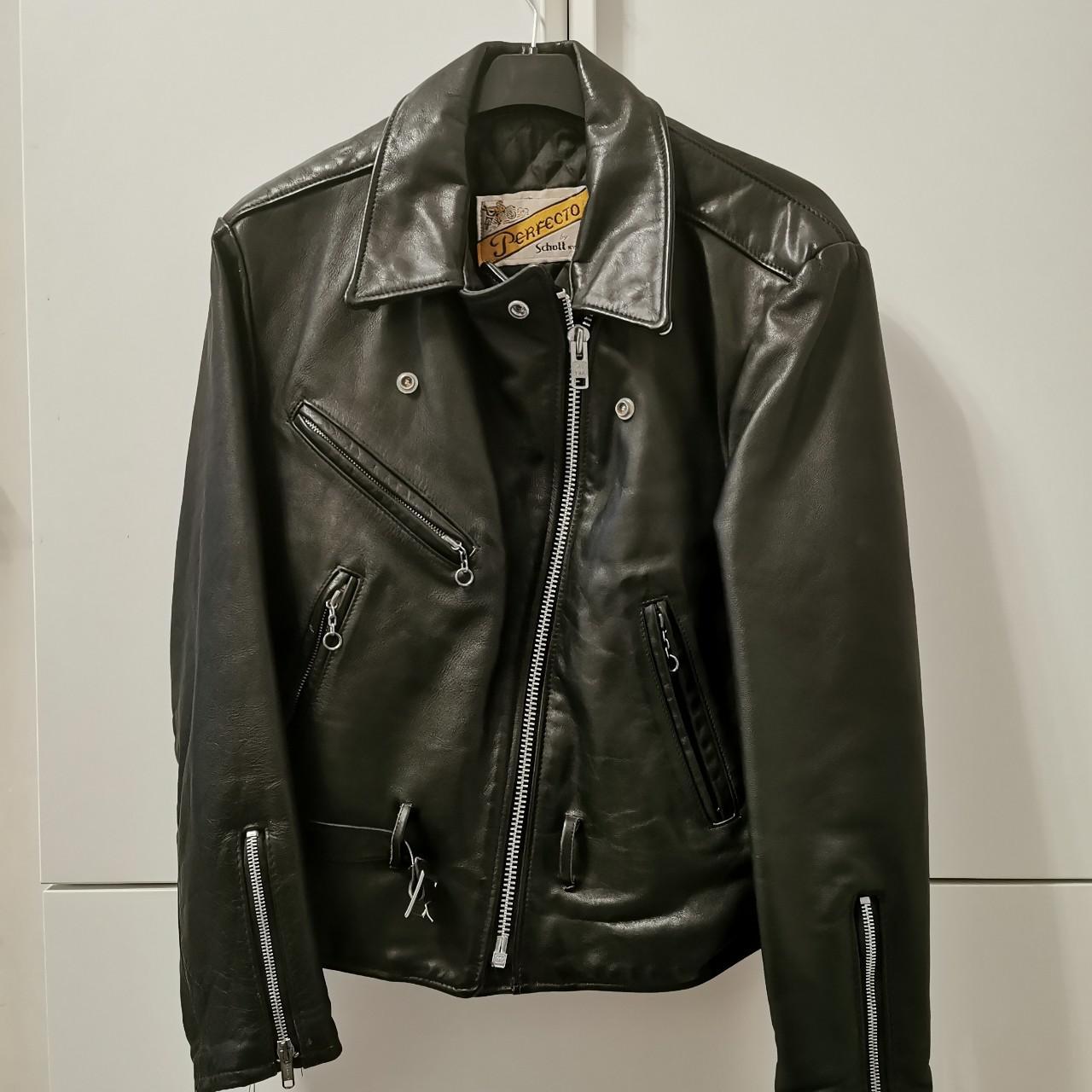 1990s vintage Schott Perfecto leather jacket,... - Depop