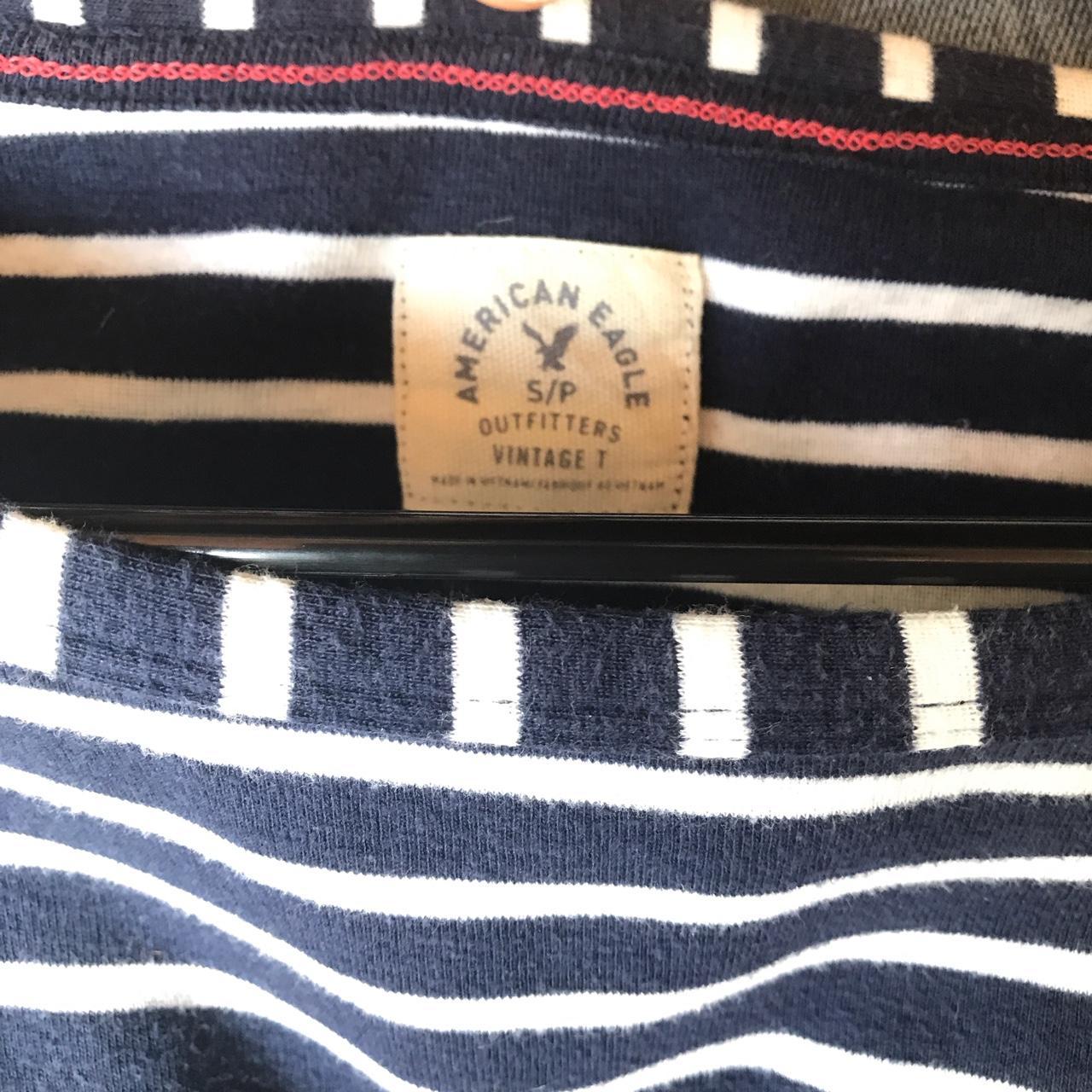 vintage American striped sweater Color is more navy... - Depop