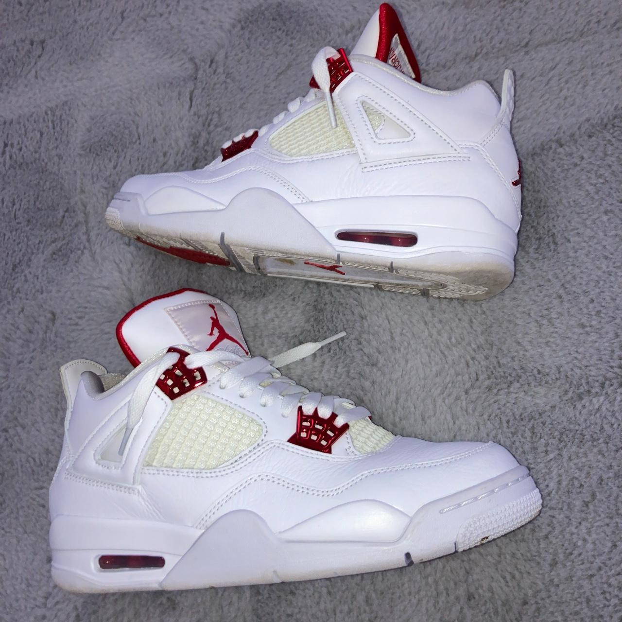 Jordan 4 metallic red worn once outside once soles... - Depop