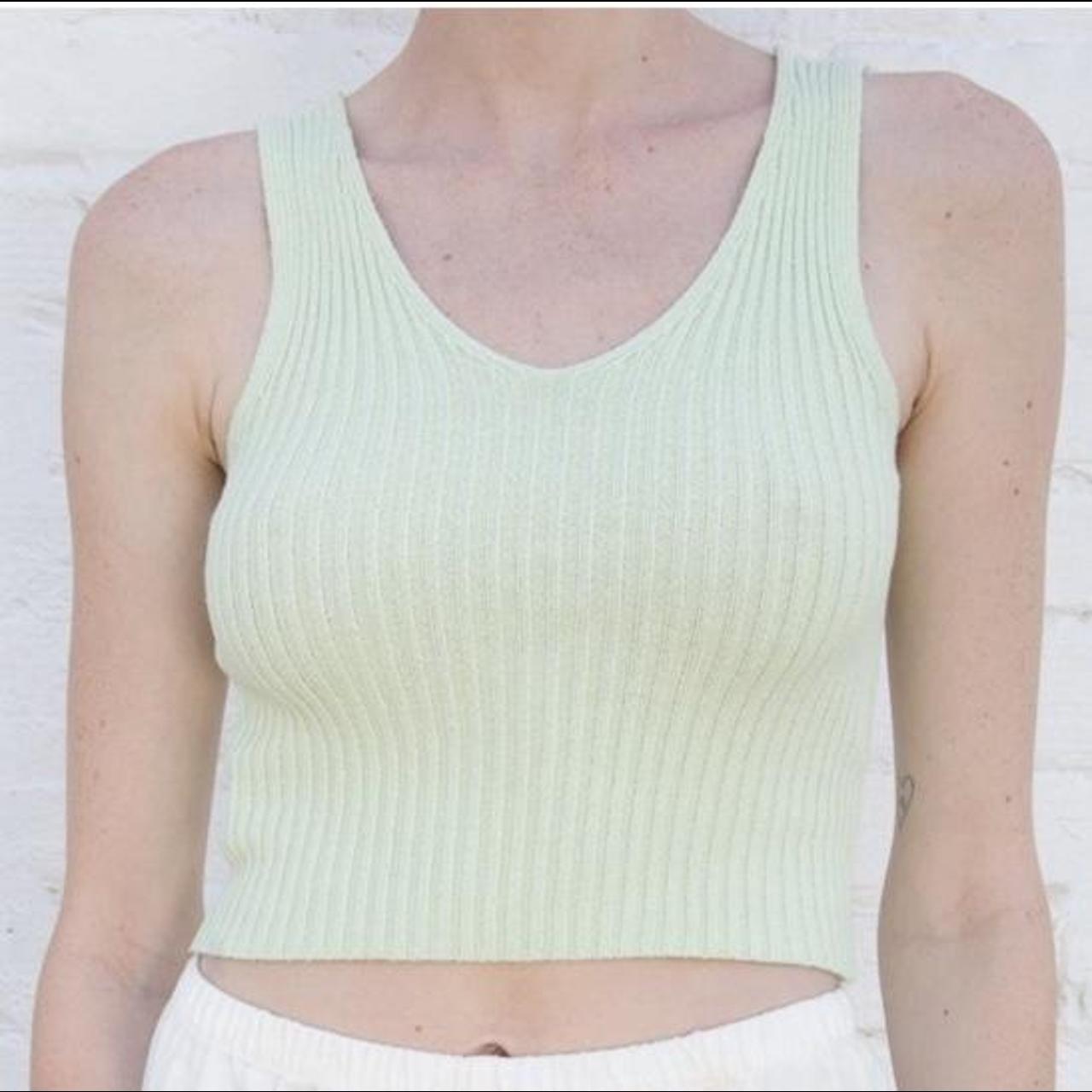 brandy melville green rina top cropped ribbed... Depop