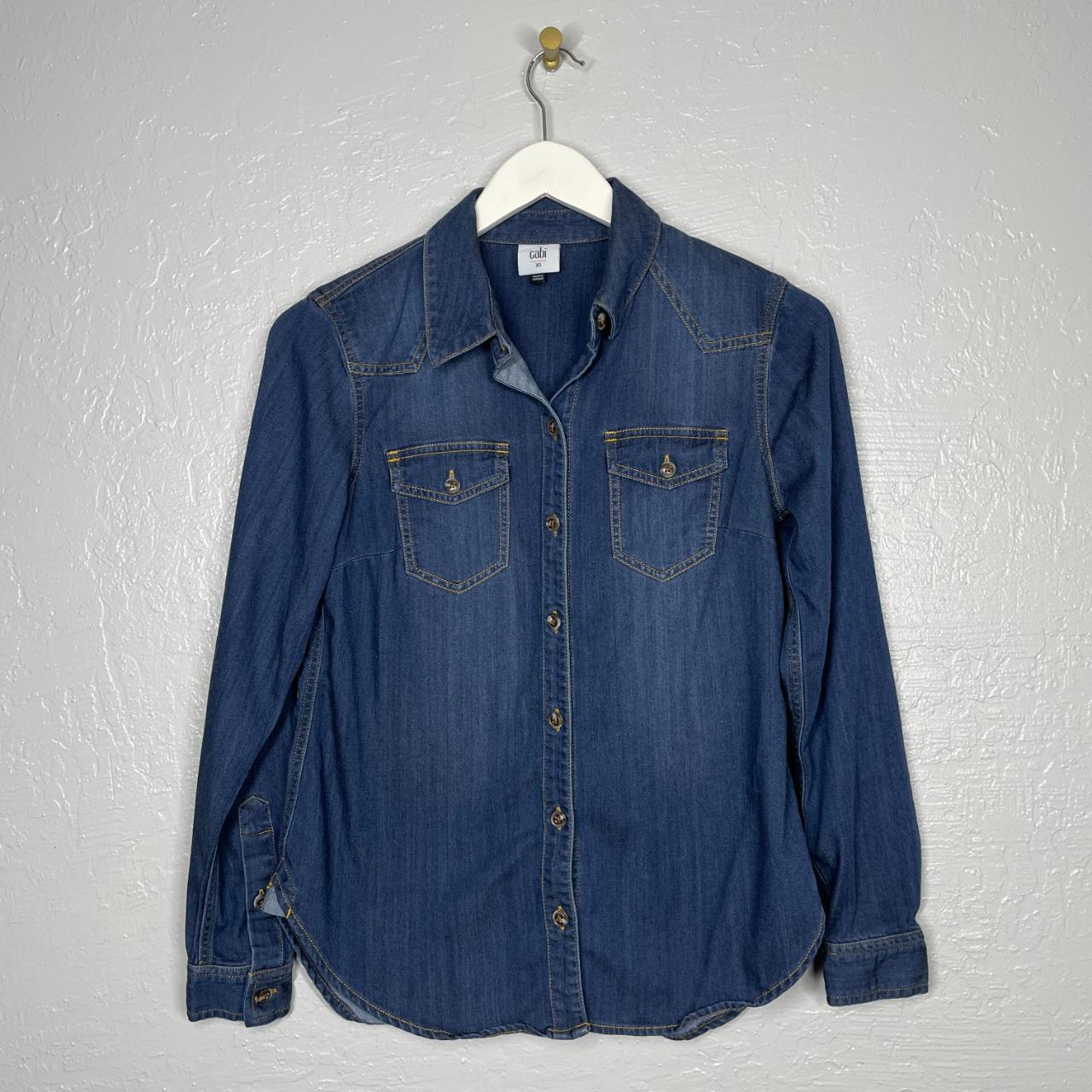 Cabi Size XS Denim Chambray Shirt Long Sleeve,... - Depop