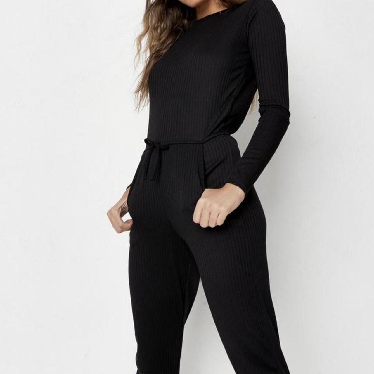 Black long sleeved ribbed jump suit From